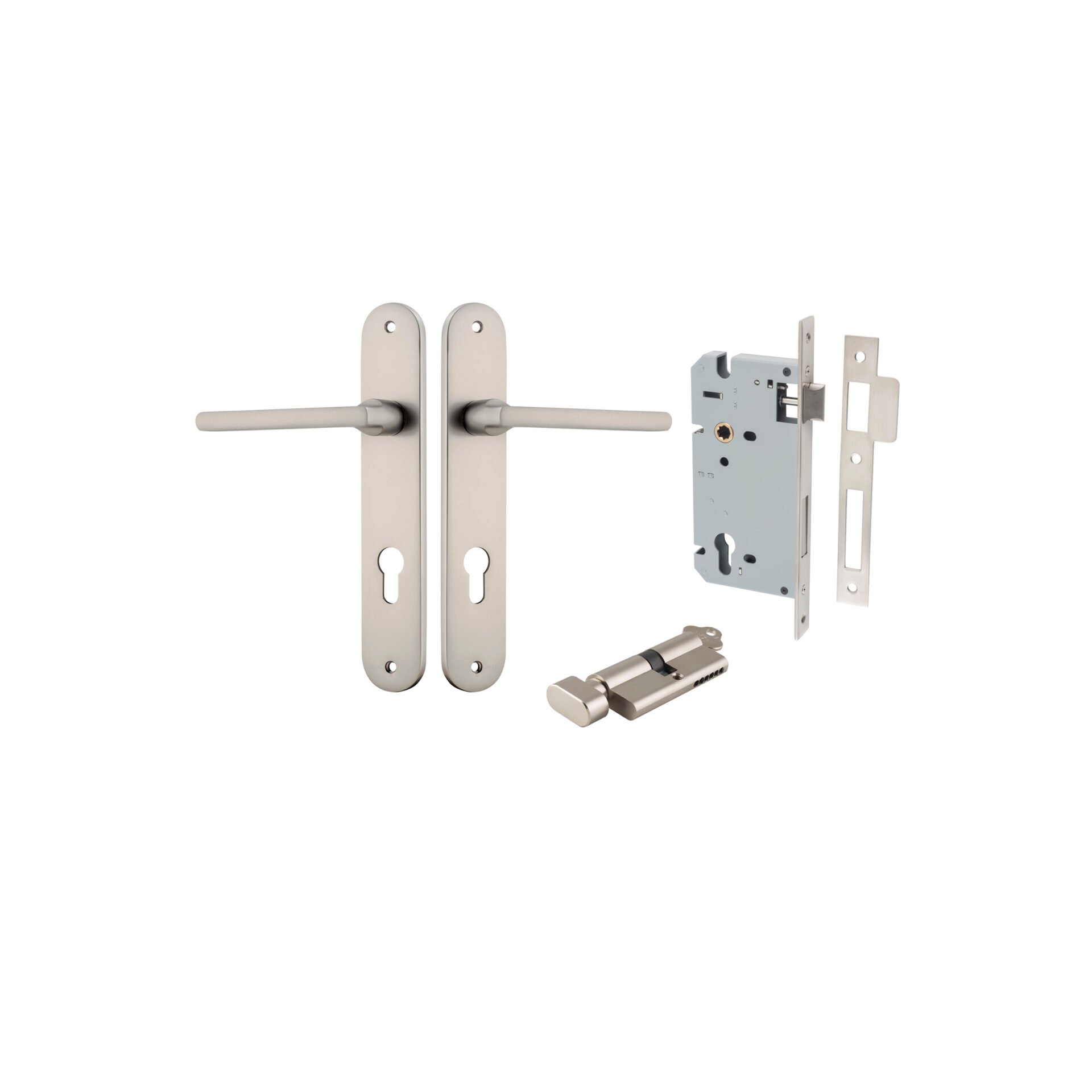 Baltimore Lever - Oval Backplate Entrance Kit with High Security Lock