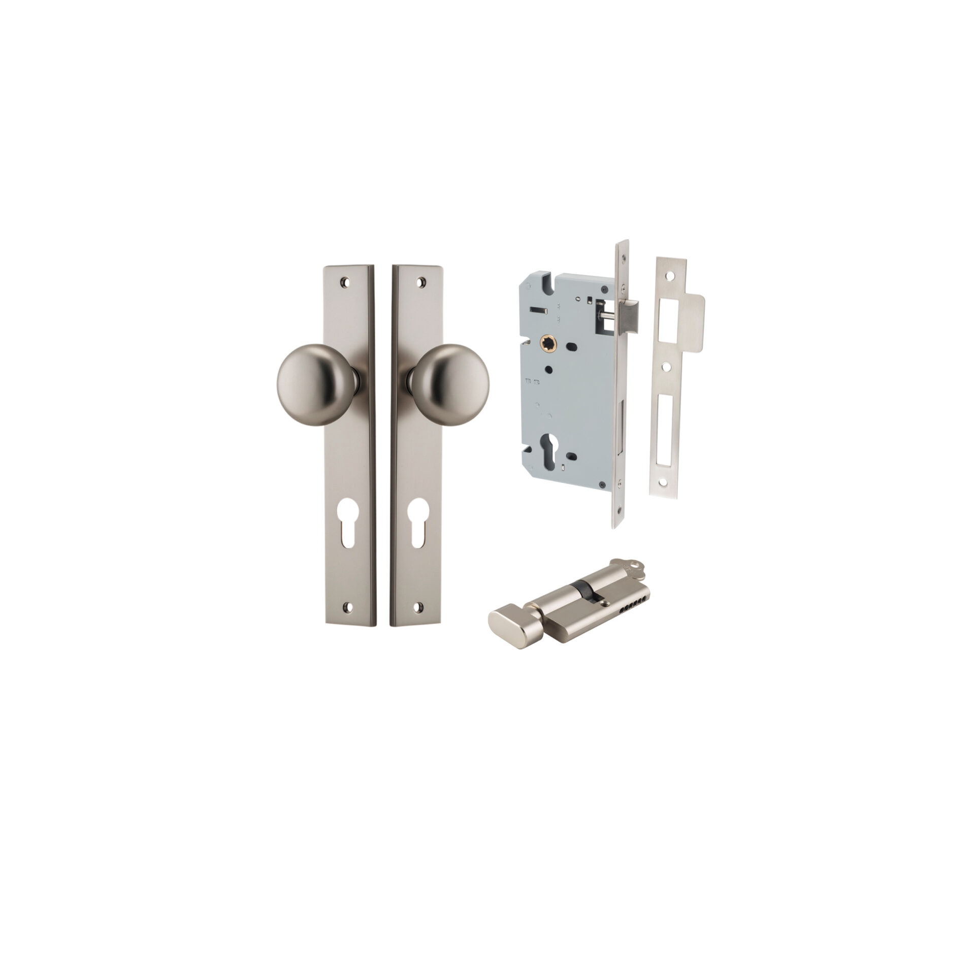 Cambridge Knob - Rectangular Backplate Entrance Kit with High Security Lock
