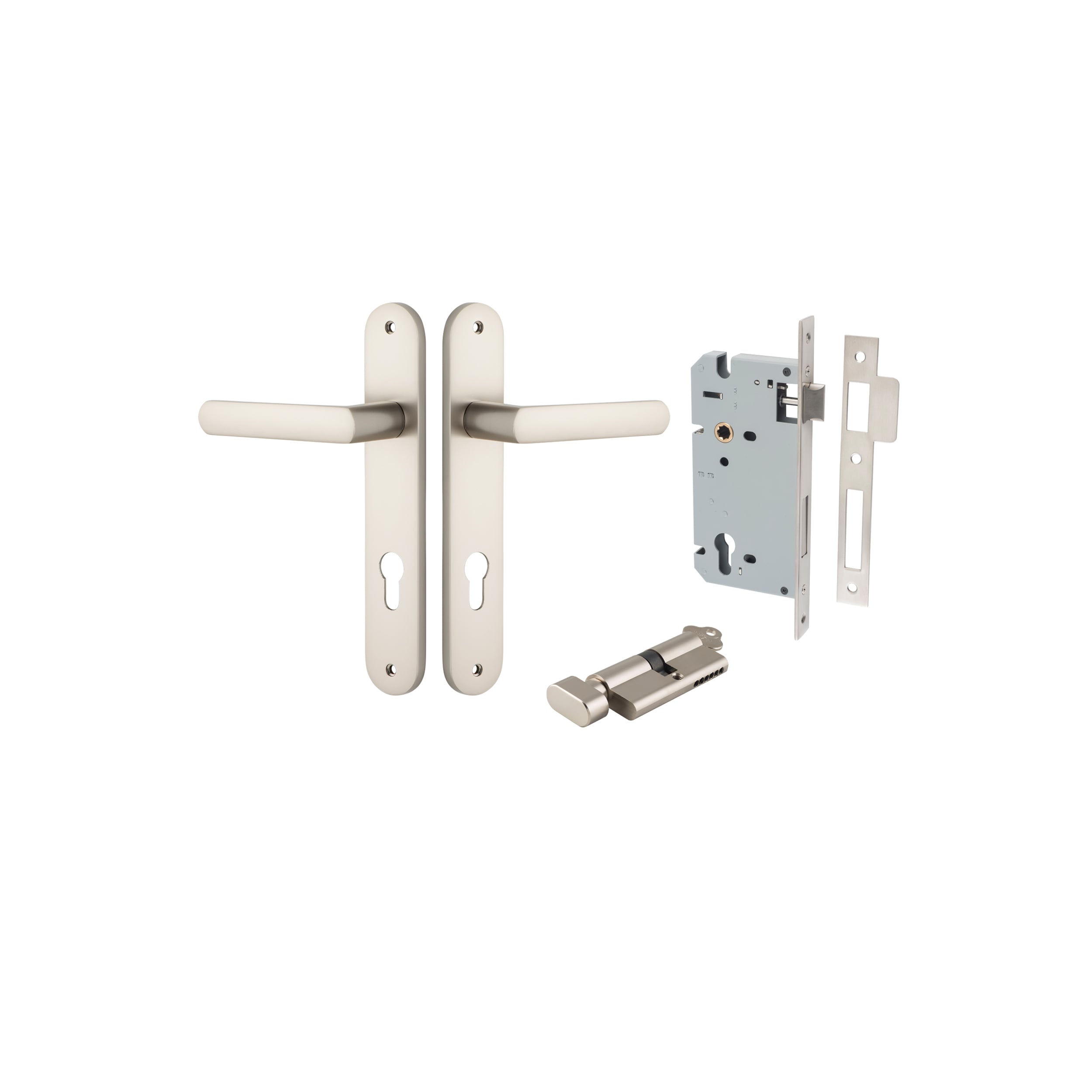 Osaka Lever - Oval Backplate Entrance Kit with High Security Lock