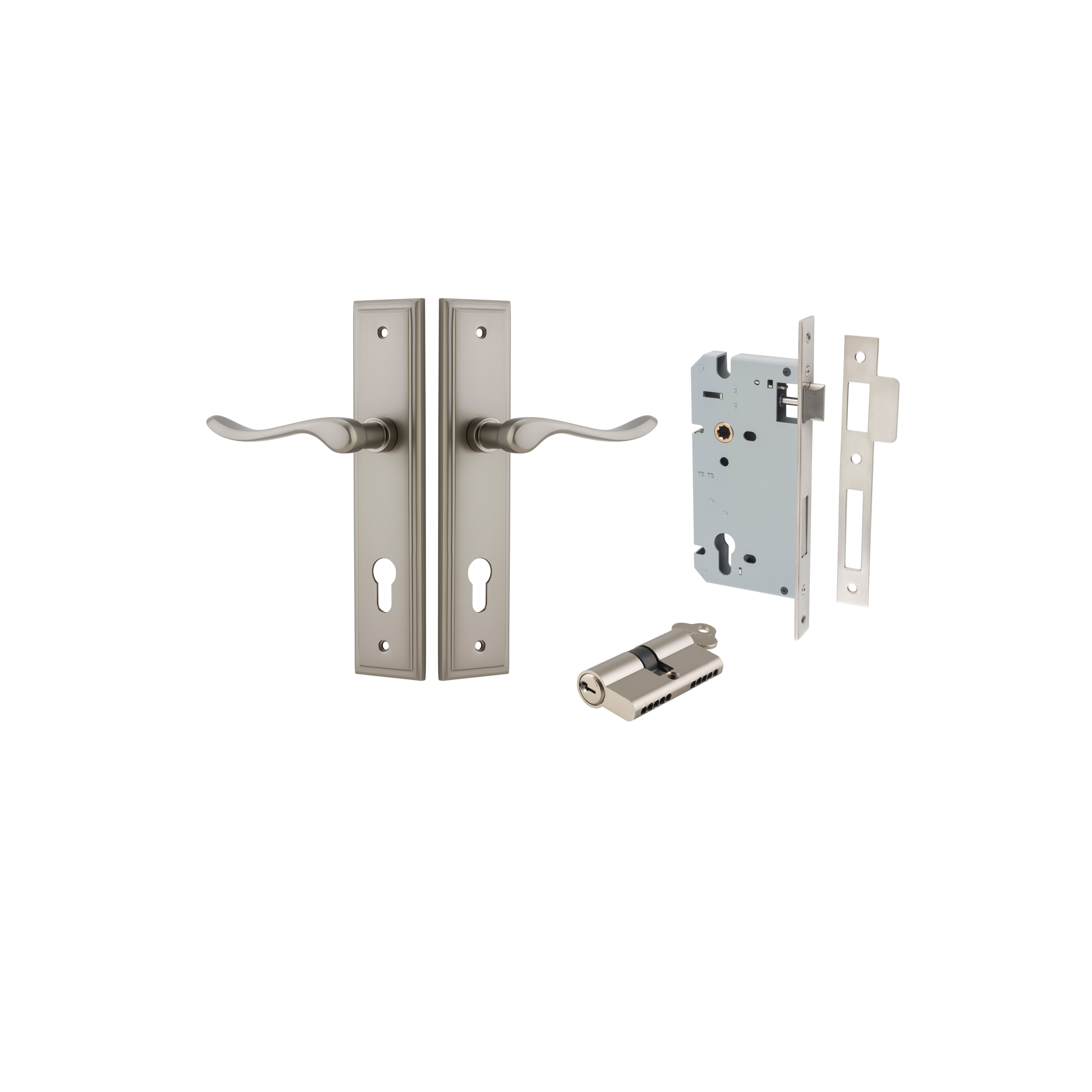 Keyed Stepped Inerlock Stirling Lever - Stepped Backplate Entrance Kit with High Security Lock ...
