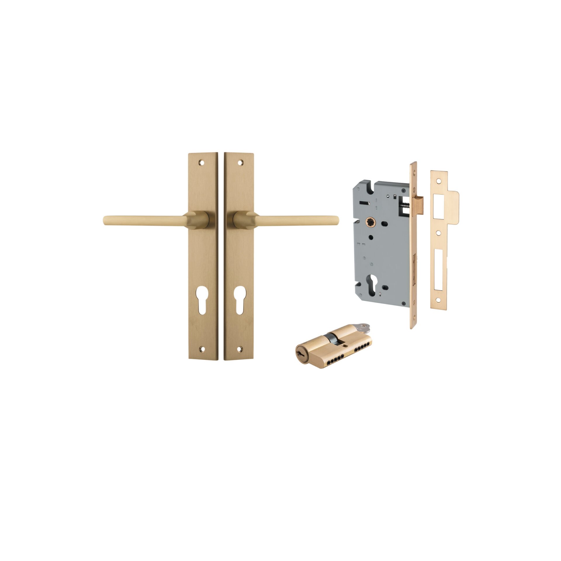 Baltimore Lever - Rectangular Backplate Entrance Kit with High Security Lock