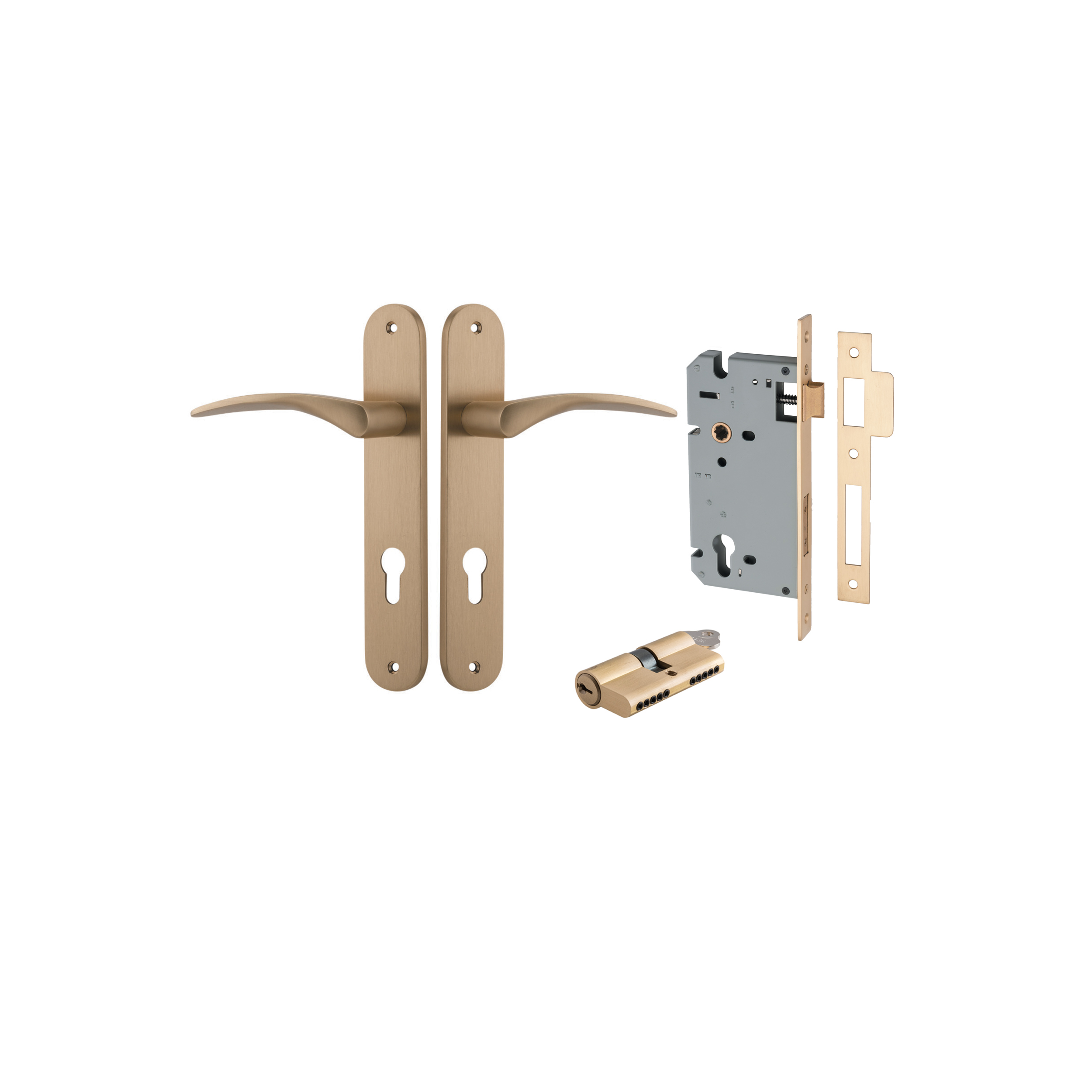 Oxford Lever Oval Backplate Entrance Kit With High Security Lock Key 