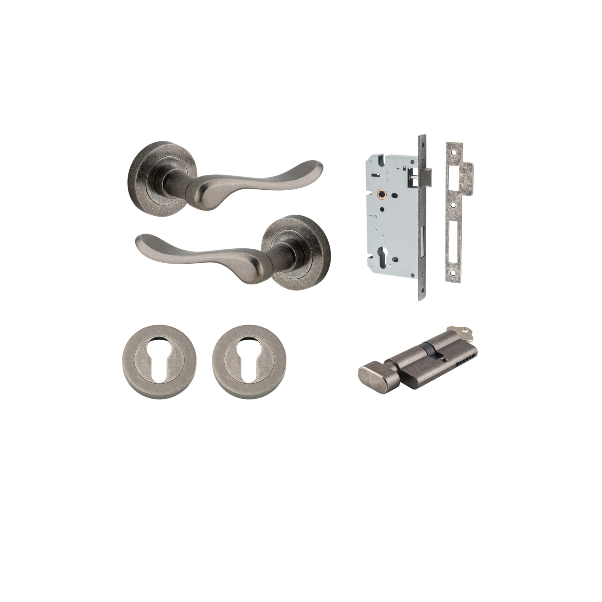 Stirling Lever - Round Rose Entrance Kit with Separate High Security Lock