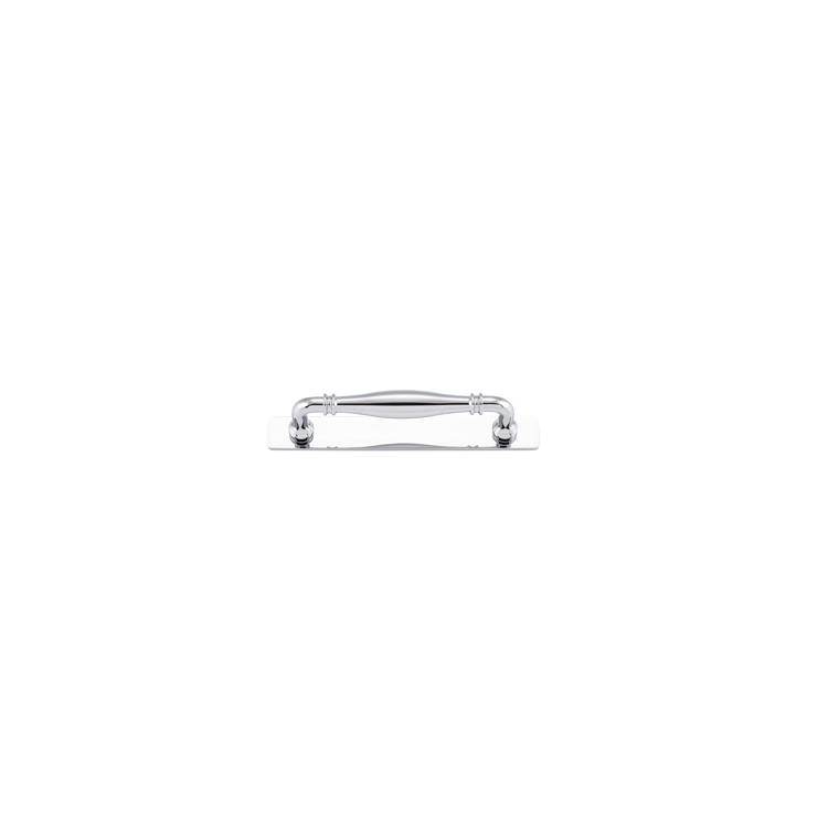 21064B - Sarlat Cabinet Pull with Backplate - CTC128mm - Polished Chrome