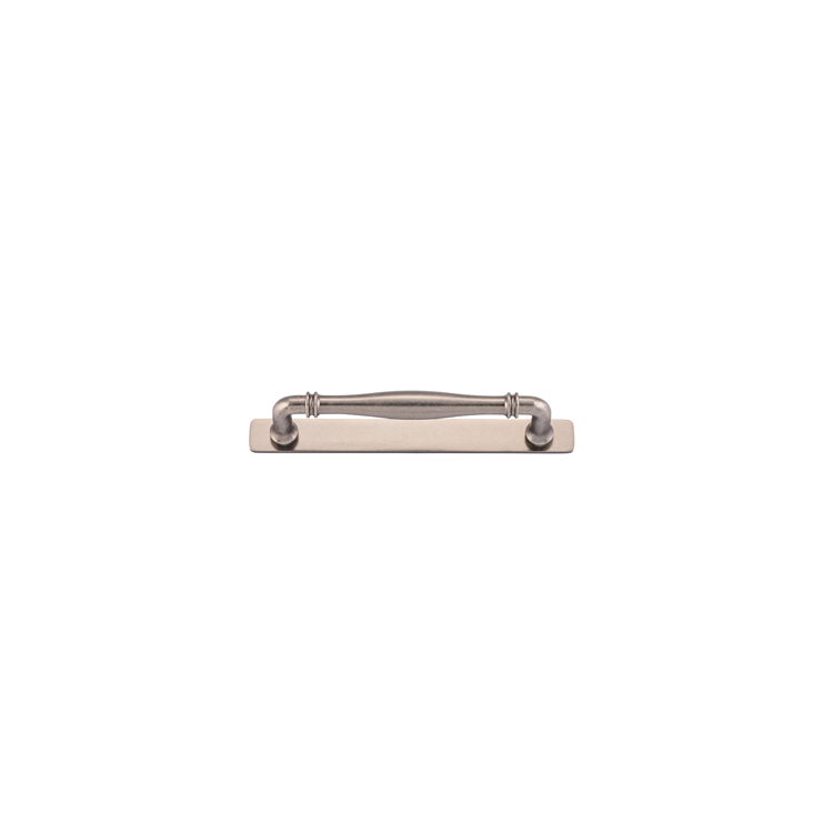 21077B - Sarlat Cabinet Pull with Backplate - CTC160mm - Distressed Nickel