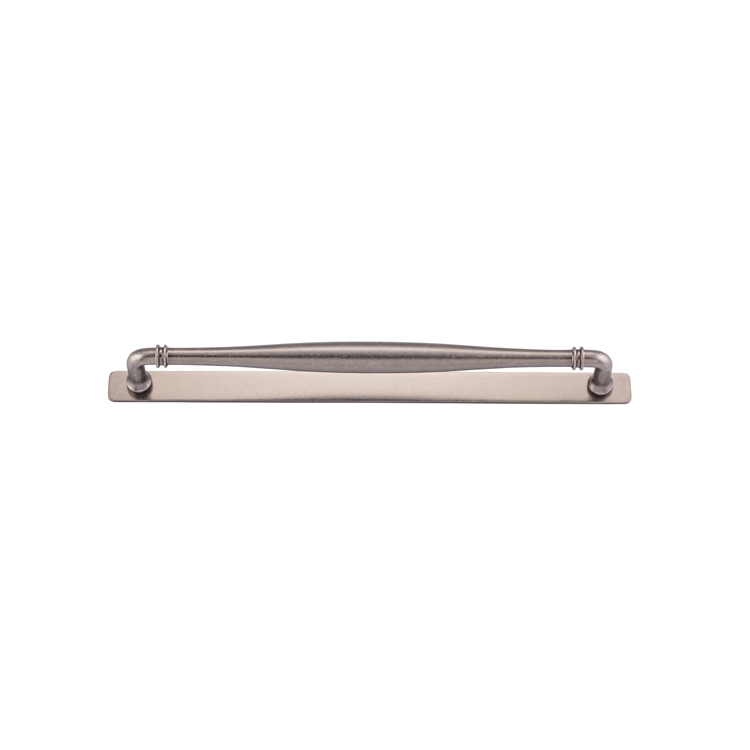 21097B - Sarlat Cabinet Pull with Backplate - CTC320mm - Distressed Nickel