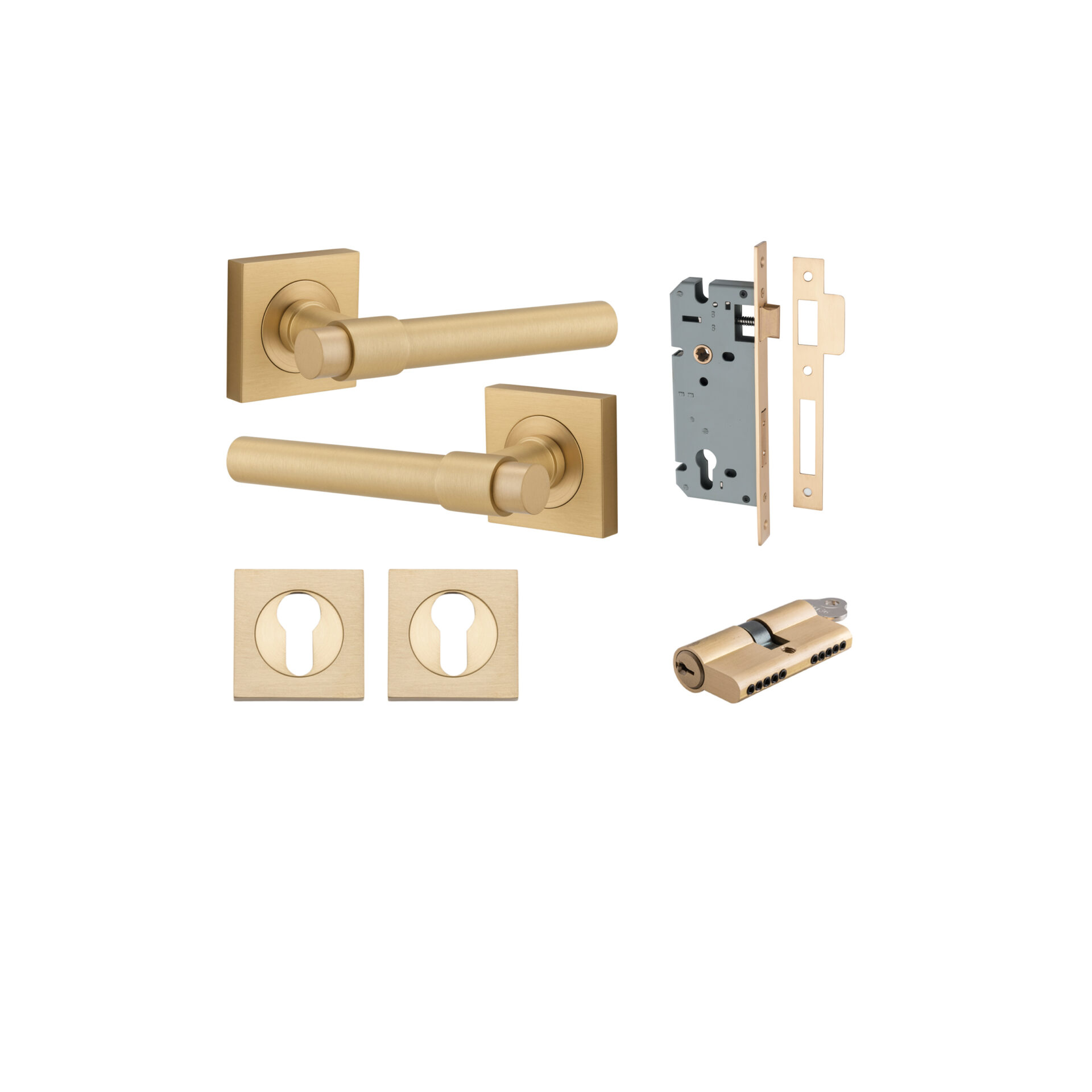 Helsinki Lever - Square Rose Entrance Kit with Separate High Security Lock