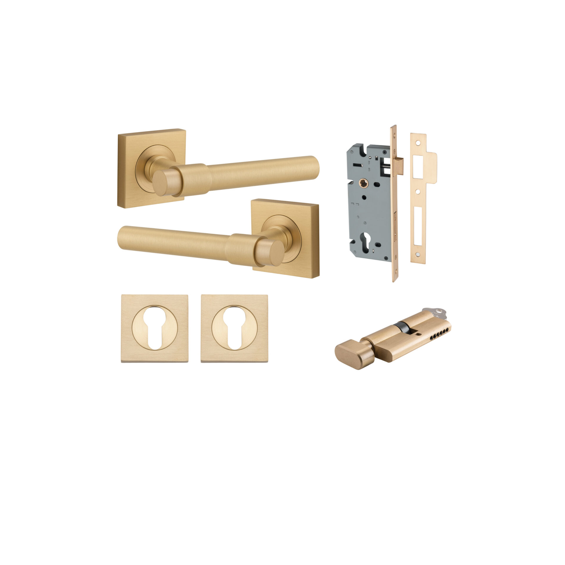 Helsinki Lever - Square Rose Entrance Kit with Separate High Security Lock