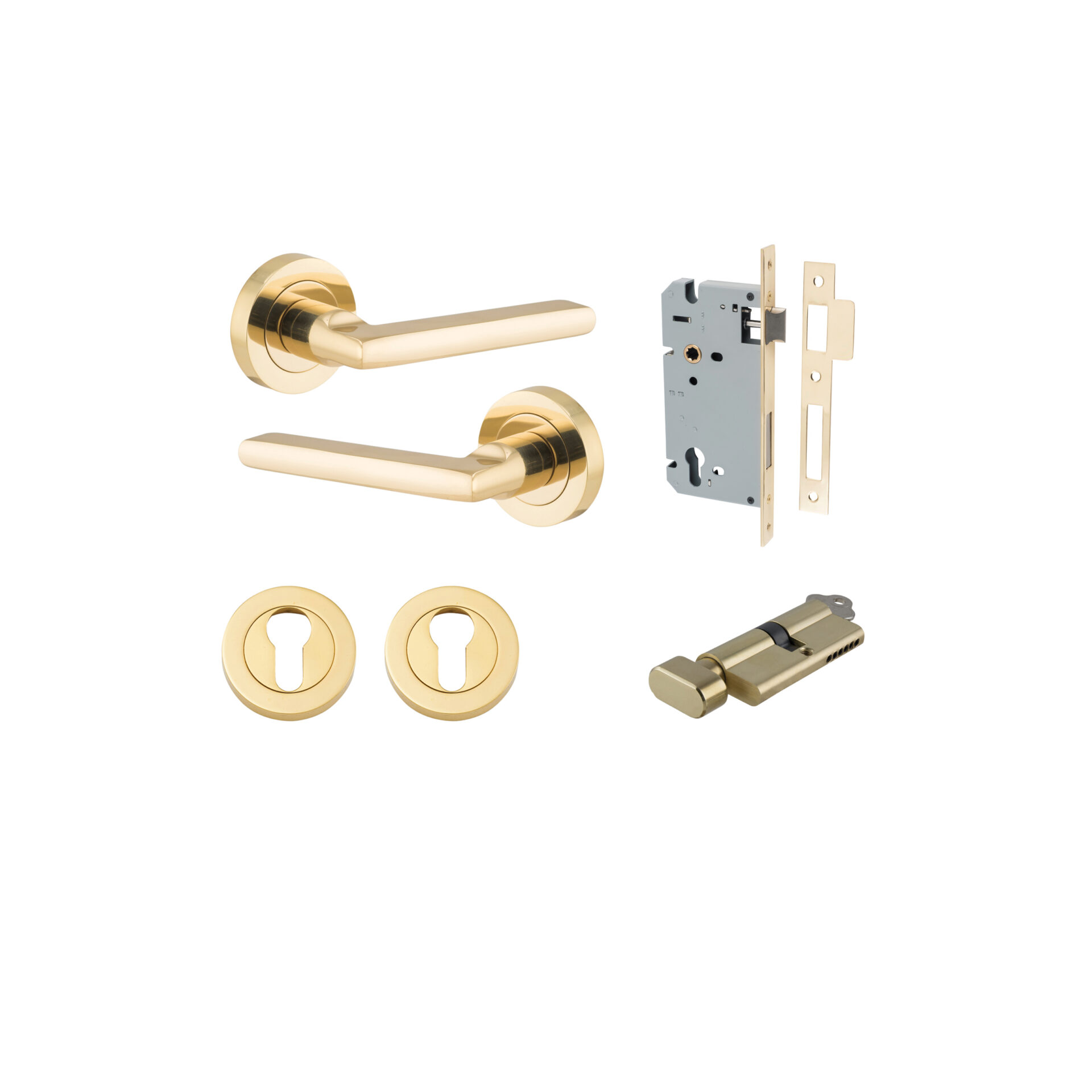 Baltimore Lever - Round Rose Entrance Kit with Separate High Security Lock