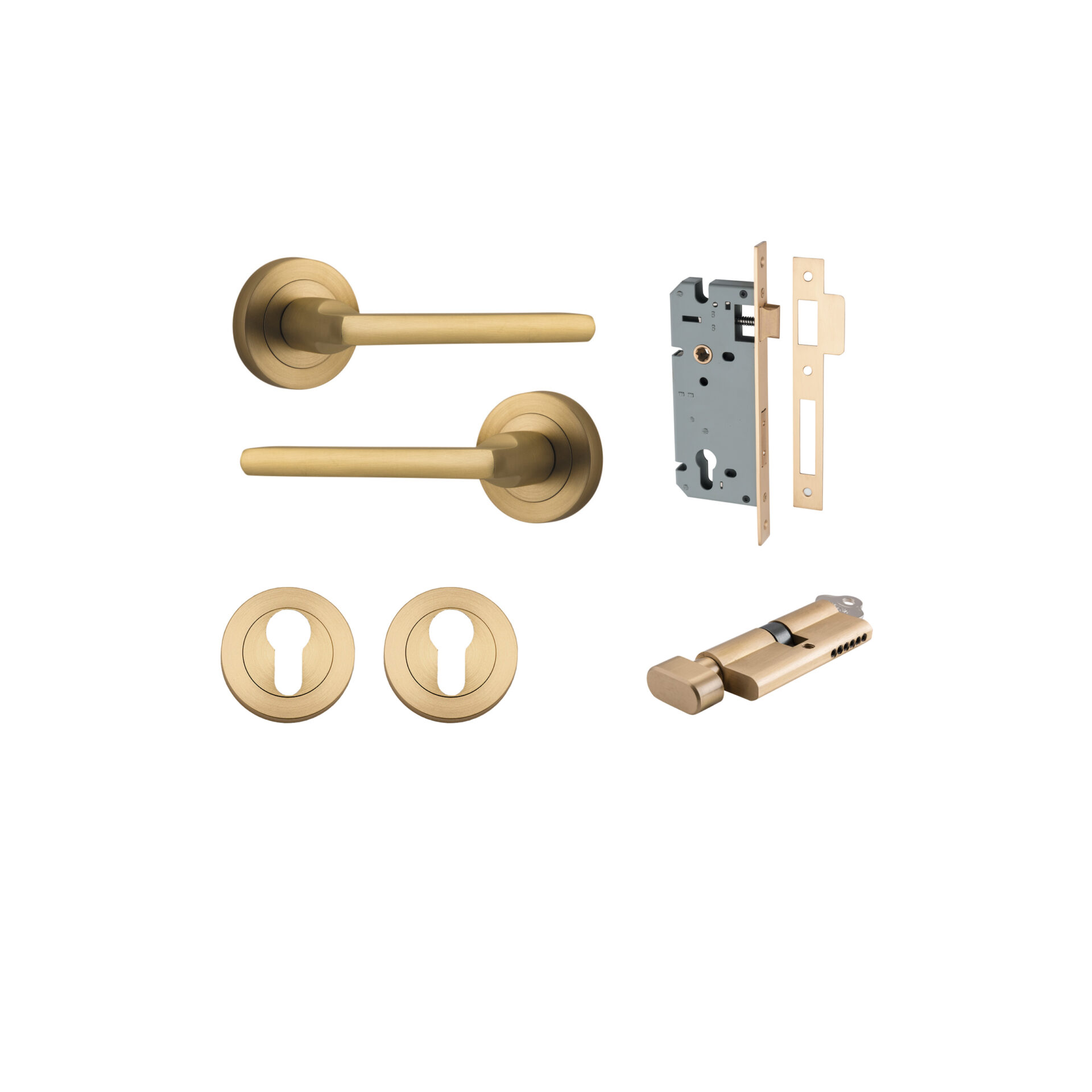 Baltimore Lever - Round Rose Entrance Kit with Separate High Security Lock