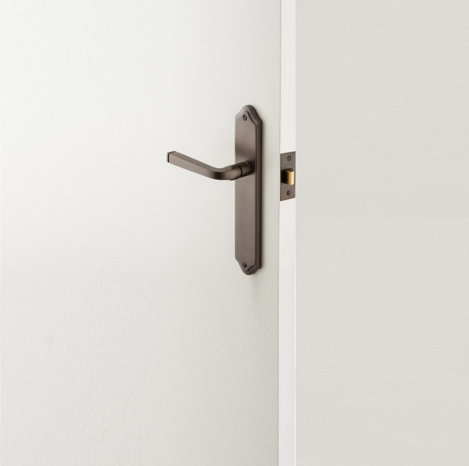 14720P85 - Annecy Lever - Shouldered Backplate - Satin Nickel - Privacy