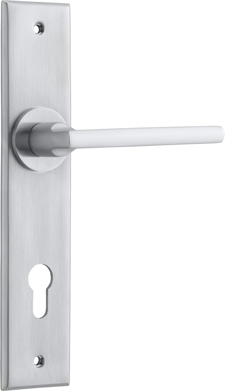 12282E85 - Baltimore Lever - Chamfered Backplate - Brushed Chrome - Entrance
