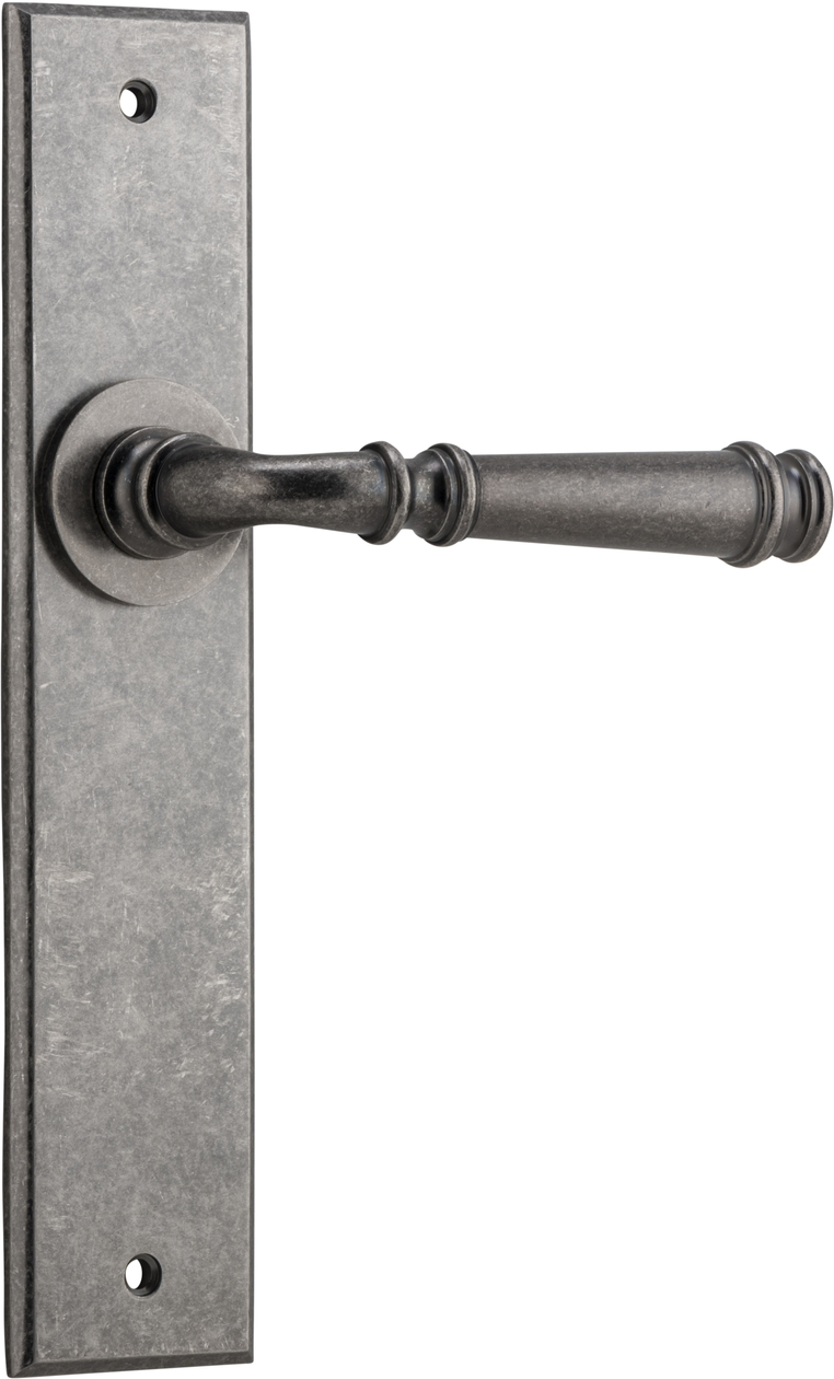 13786 - Verona Lever - Chamfered Backplate - Distressed Nickel - Passage