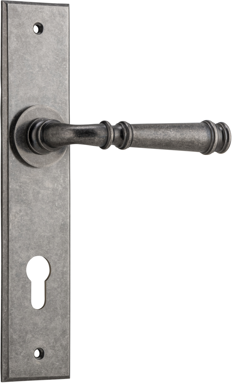 13786E85 - Verona Lever - Chamfered Backplate - Distressed Nickel - Entrance