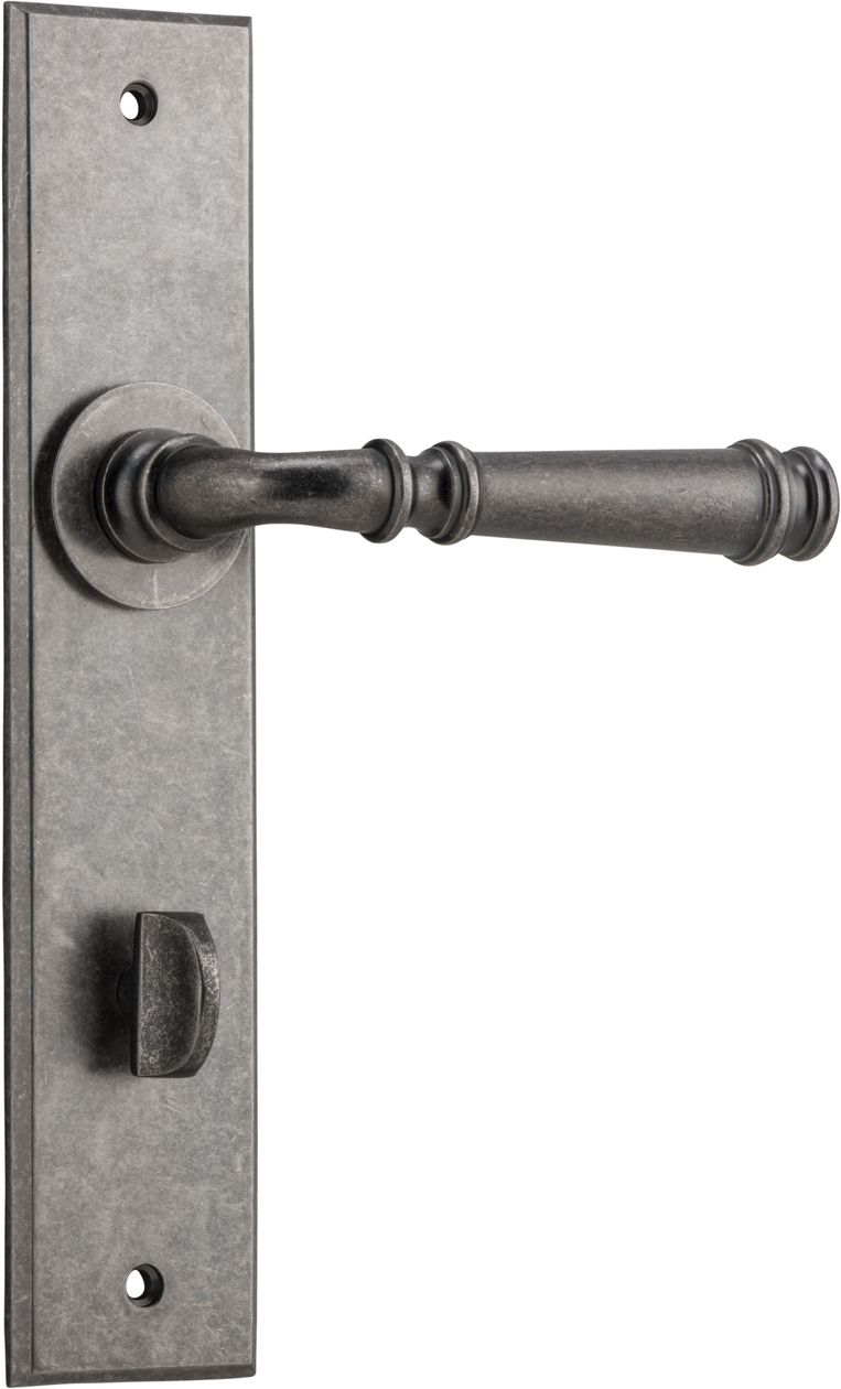 13786P85 - Verona Lever - Chamfered Backplate - Distressed Nickel - Privacy