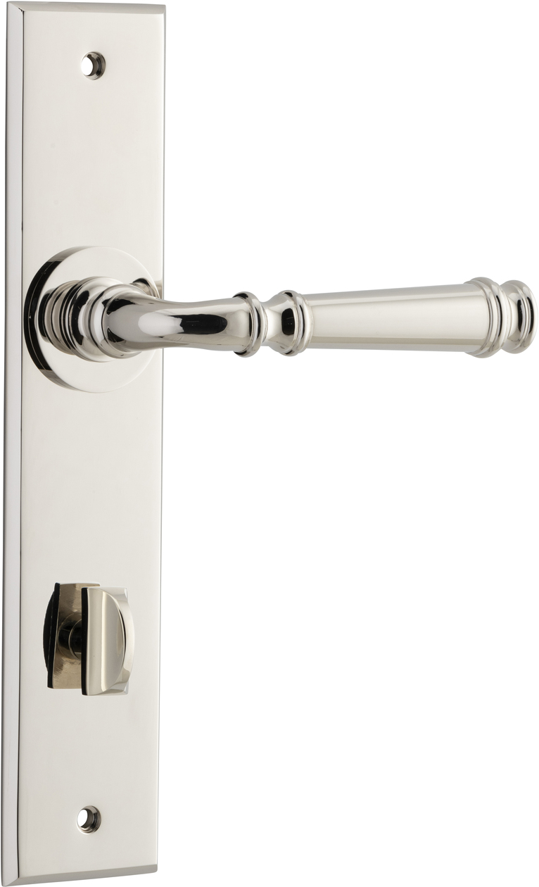 14286P85 - Verona Lever - Chamfered Backplate - Polished Nickel - Privacy