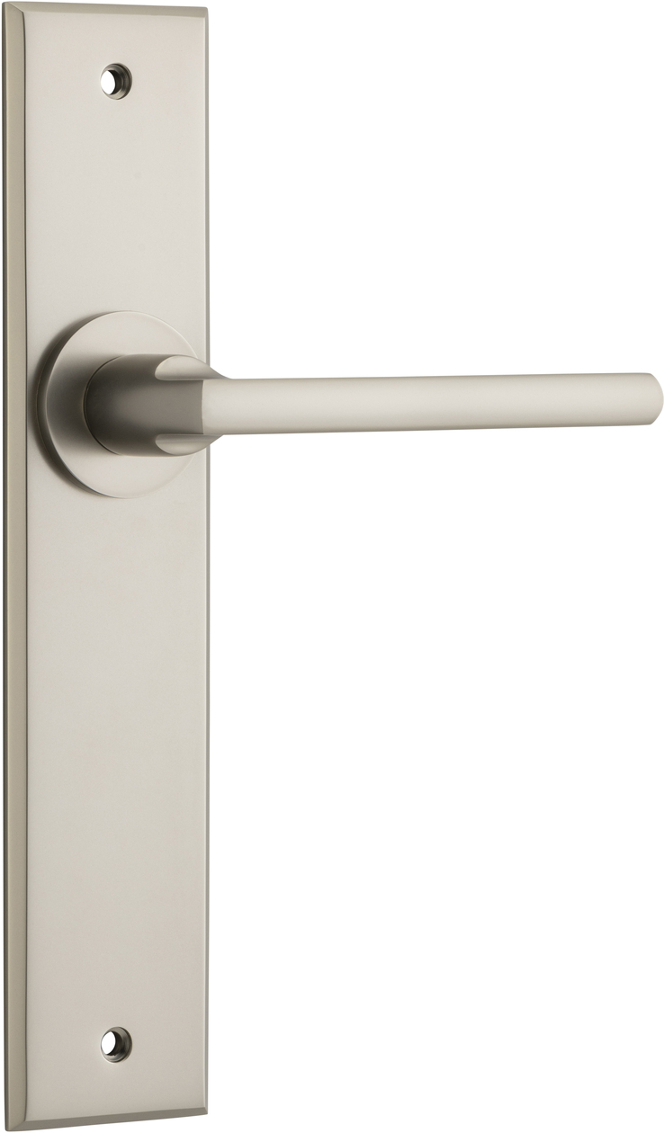 14782 - Baltimore Lever - Chamfered Backplate - Satin Nickel - Passage