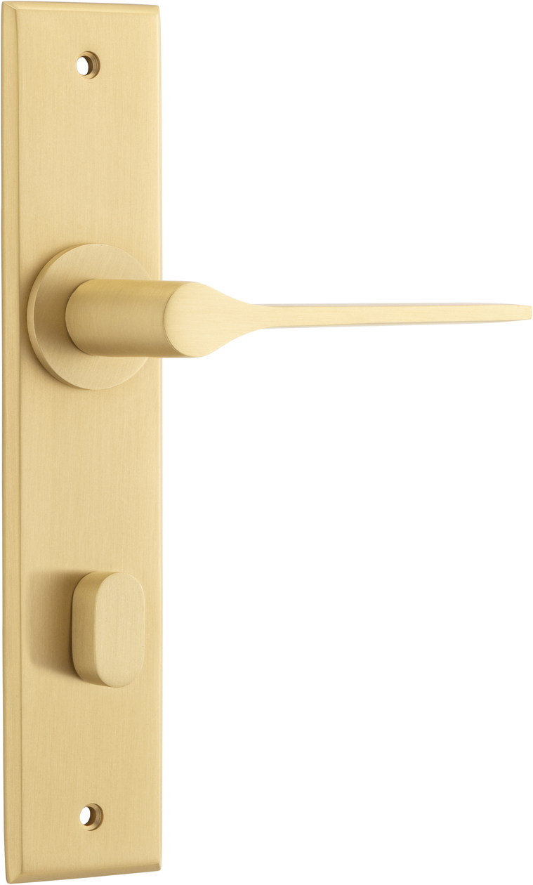 15258P85 - Como Lever - Chamfered Backplate - Brushed Brass - Privacy