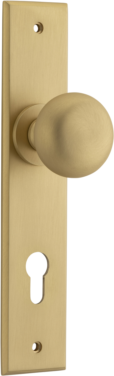 15446E85 - Cambridge Knob - Chamfered Backplate - Brushed Brass - Entrance