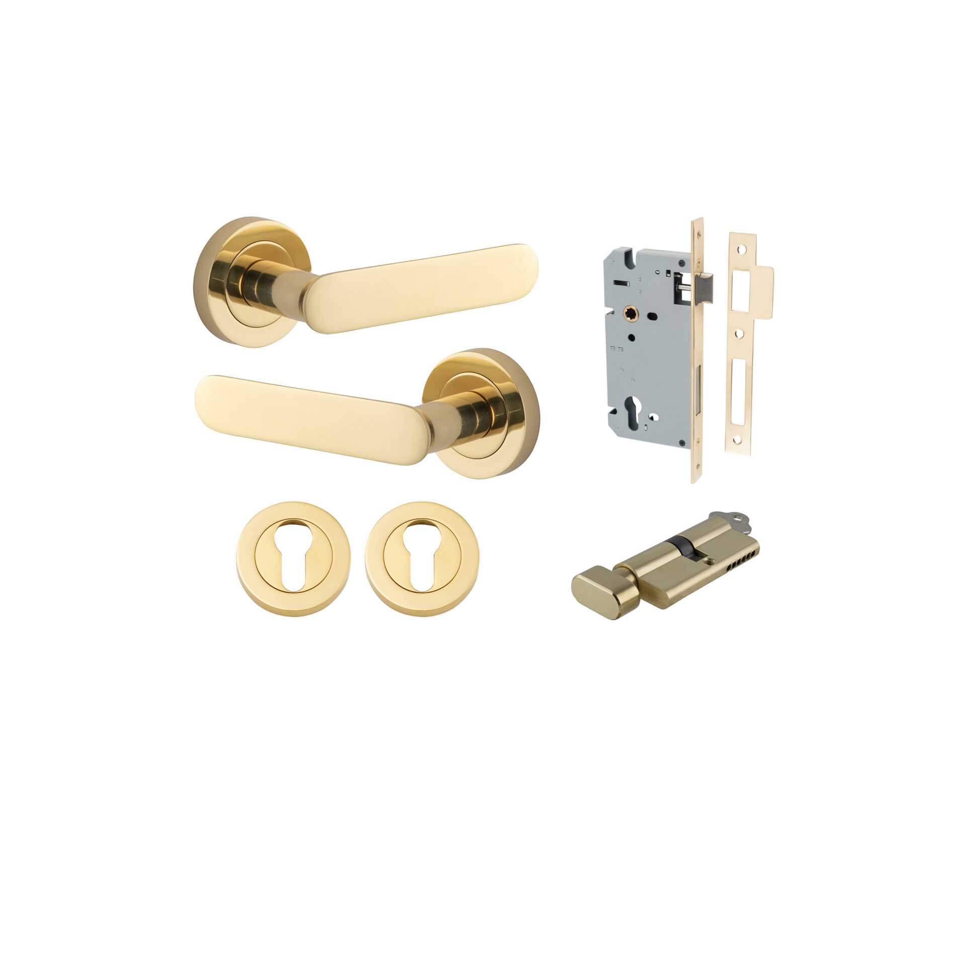 Bronte Lever - Round Rose Entrance Kit with High Security Lock