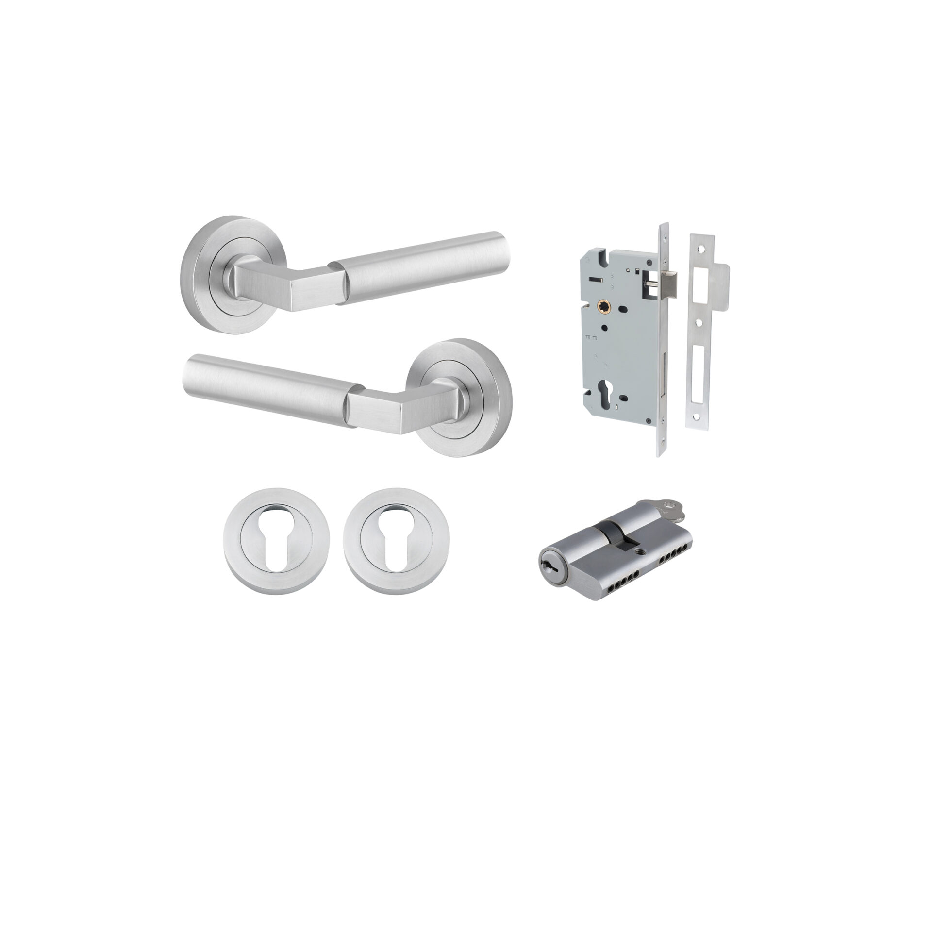 Berlin Lever - Round Rose Entrance Kit with High Security Lock
