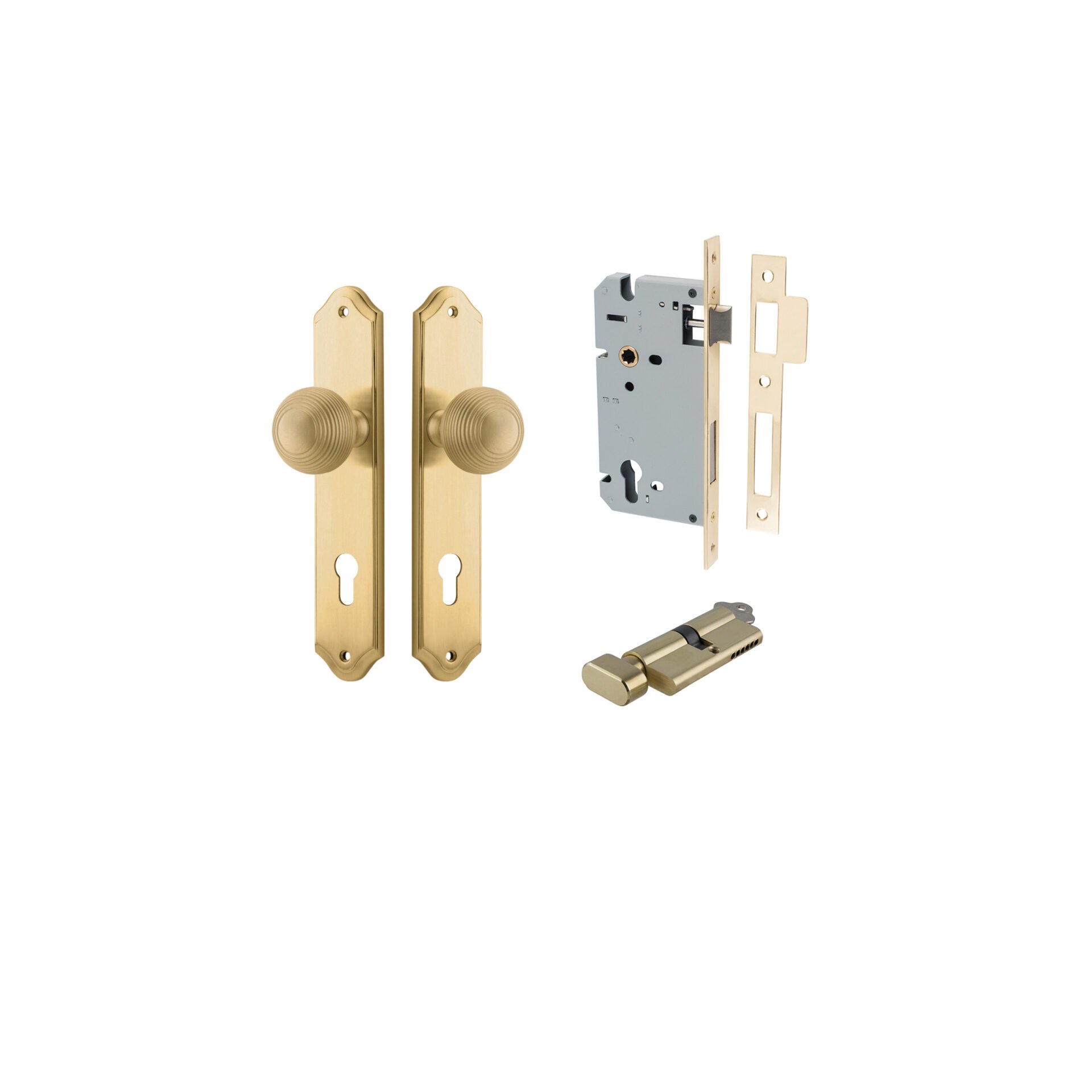 Guildford Knob - Shouldered Backplate Entrance Kit with High Security Lock