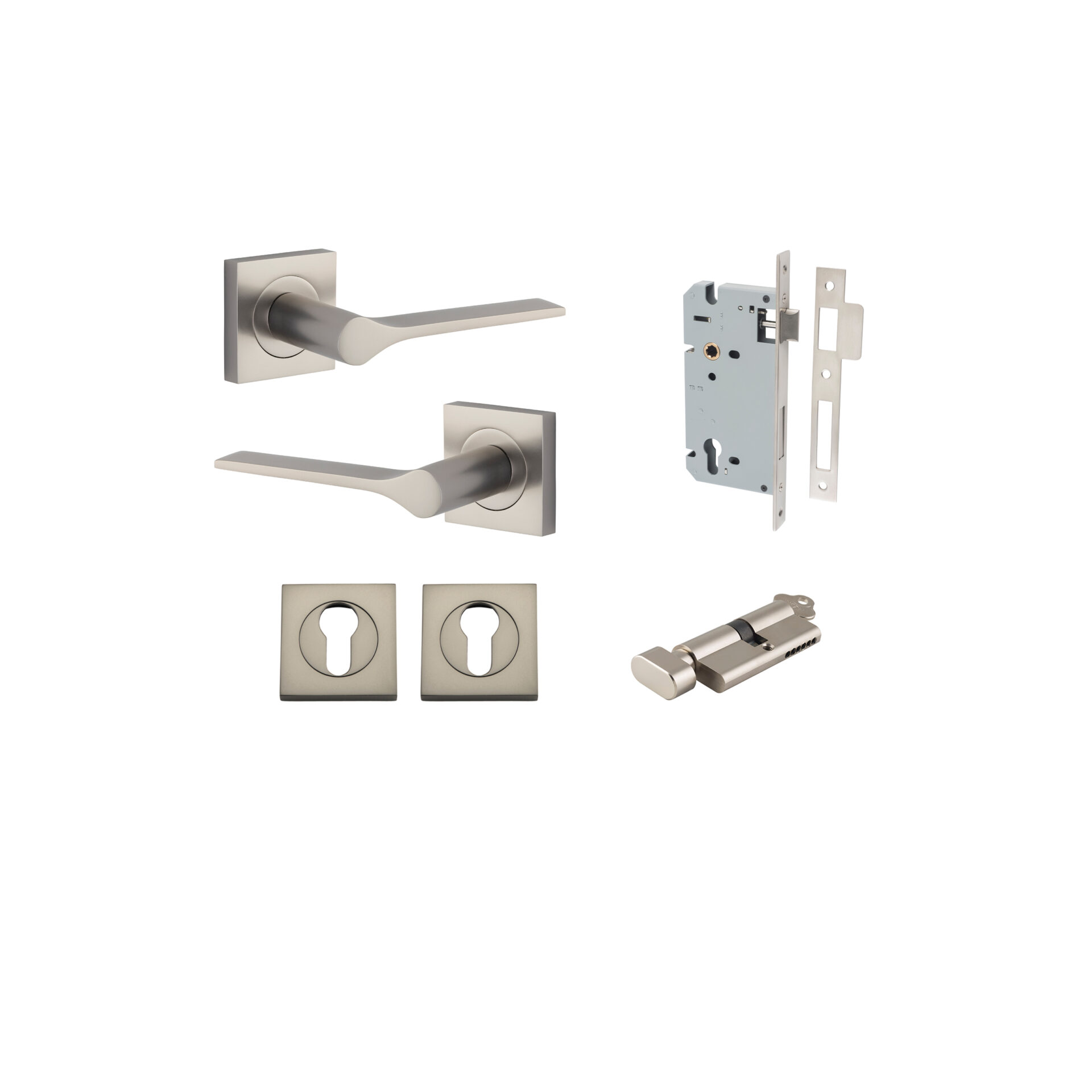 Como Lever - Square Rose Entrance Kit with High Security Lock