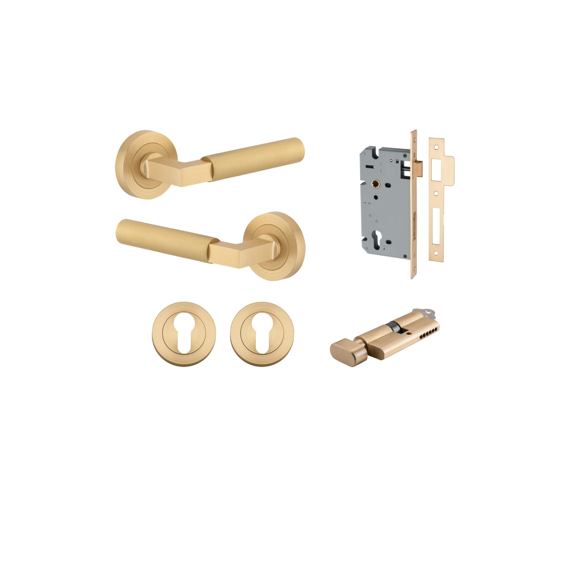 Berlin Lever - Round Rose Entrance Kit with High Security Lock