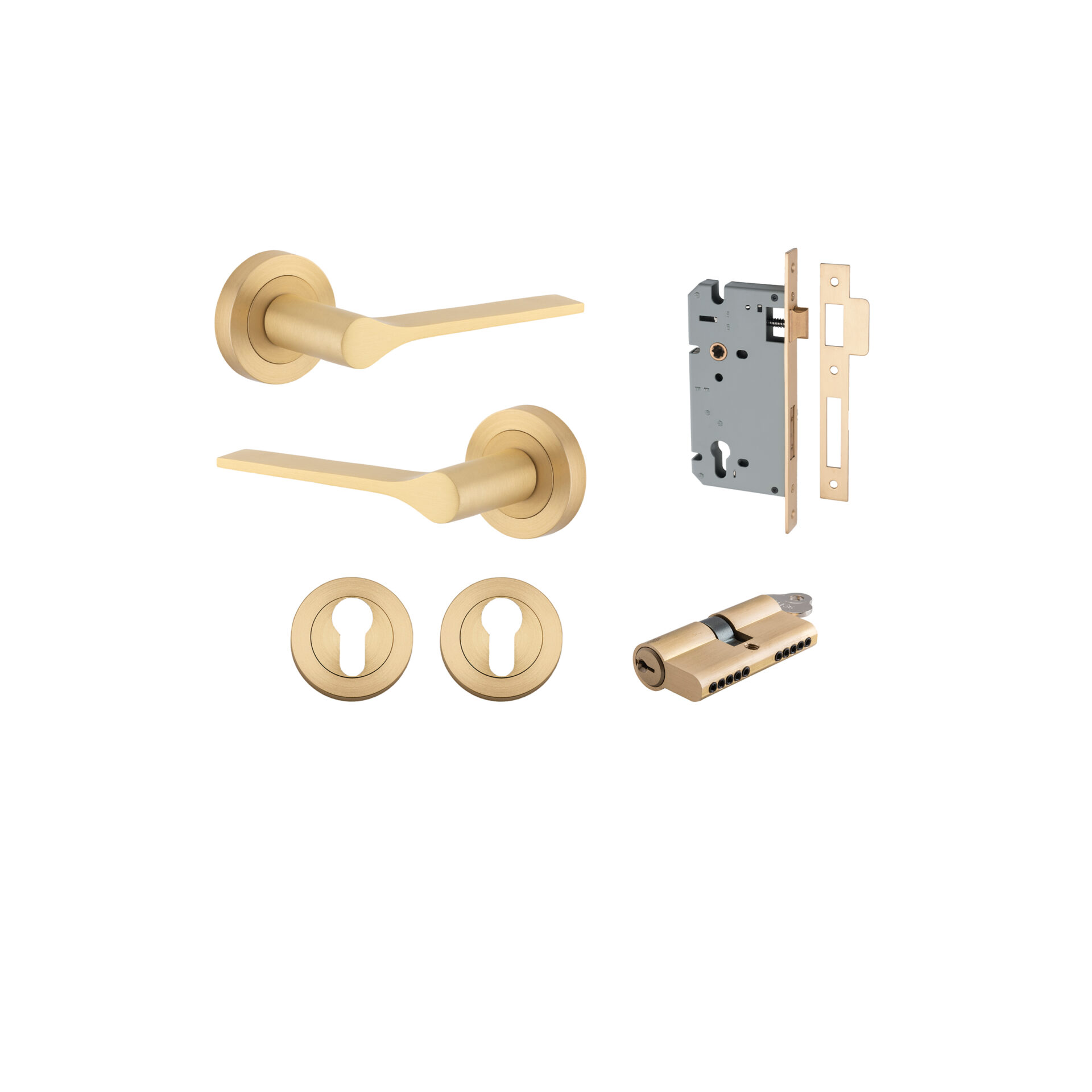 Como Lever - Round Rose Entrance Kit with High Security Lock