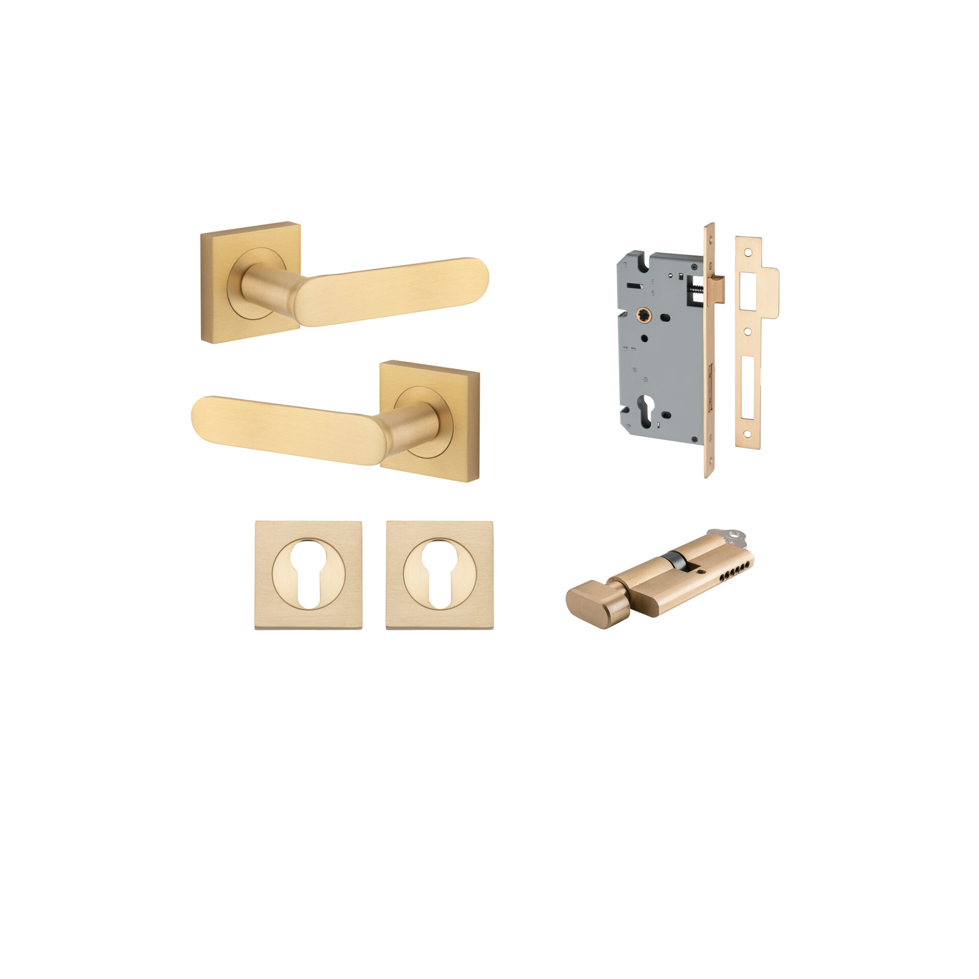 Bronte Lever - Square Rose Entrance Kit with High Security Lock