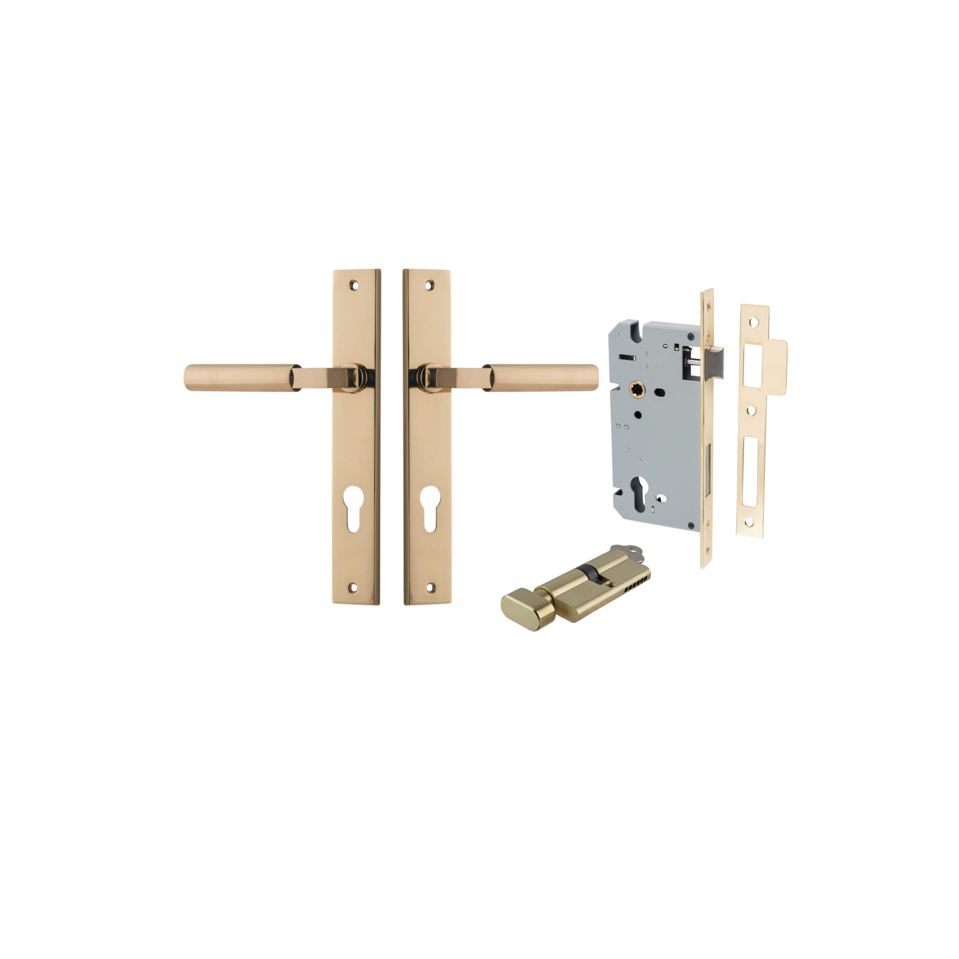 Berlin Lever - Rectangular Backplate Entrance Kit with High Security Lock