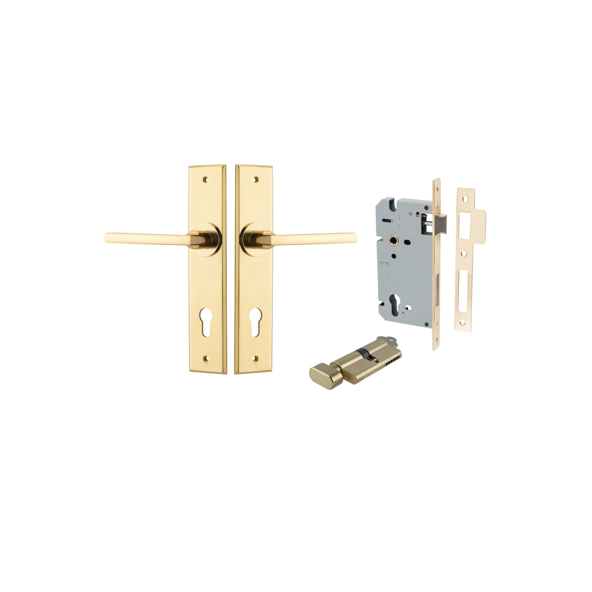 Baltimore Lever - Chamfered Backplate Entrance Kit with High Security Lock