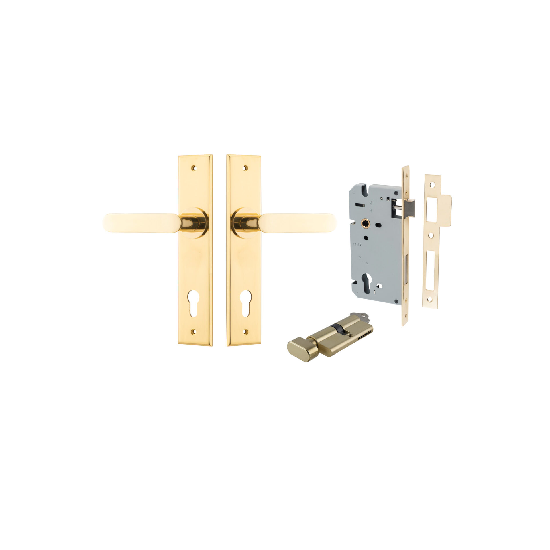 Bronte Lever - Chamfered Backplate Entrance Kit with High Security Lock