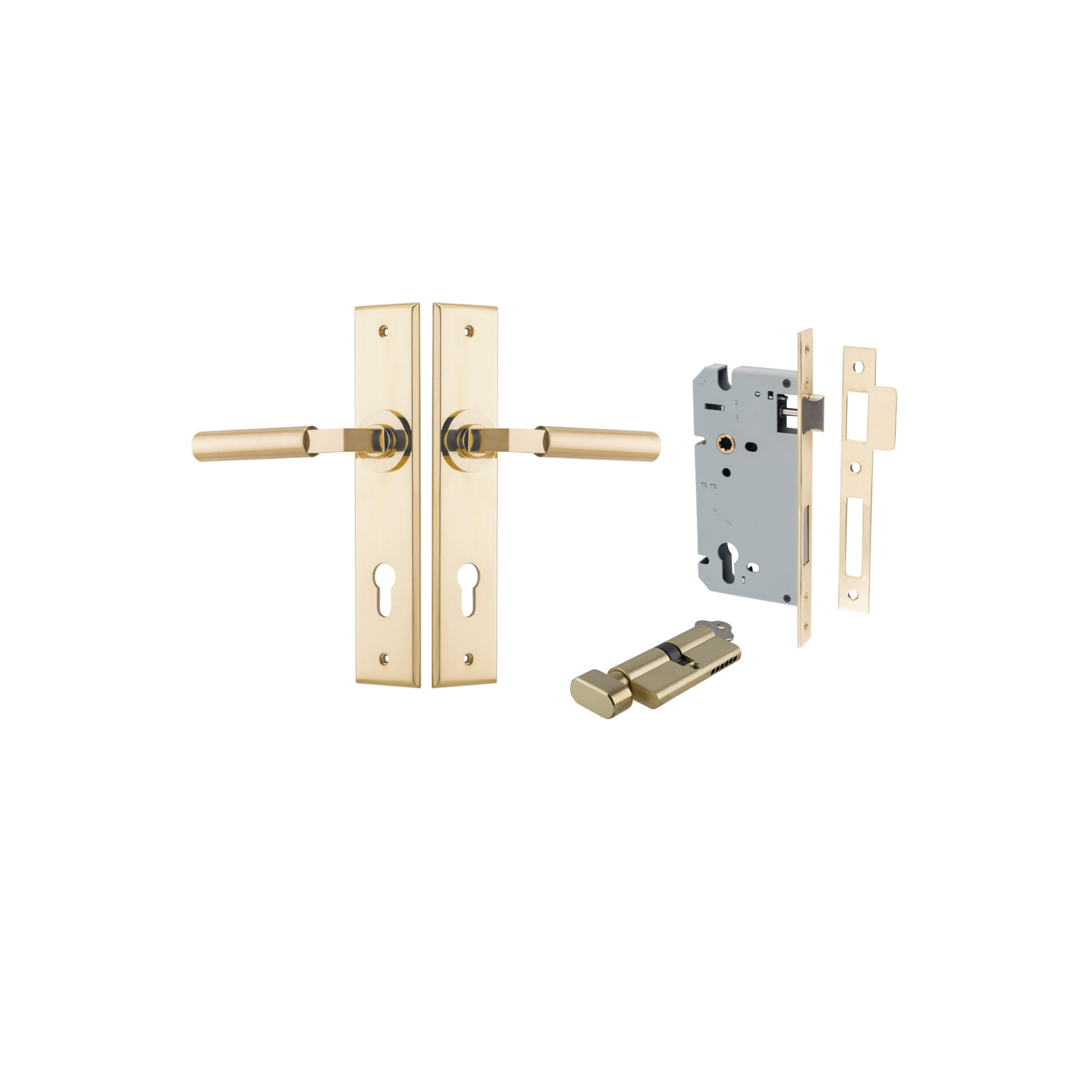 Berlin Lever - Chamfered Backplate Entrance Kit with High Security Lock