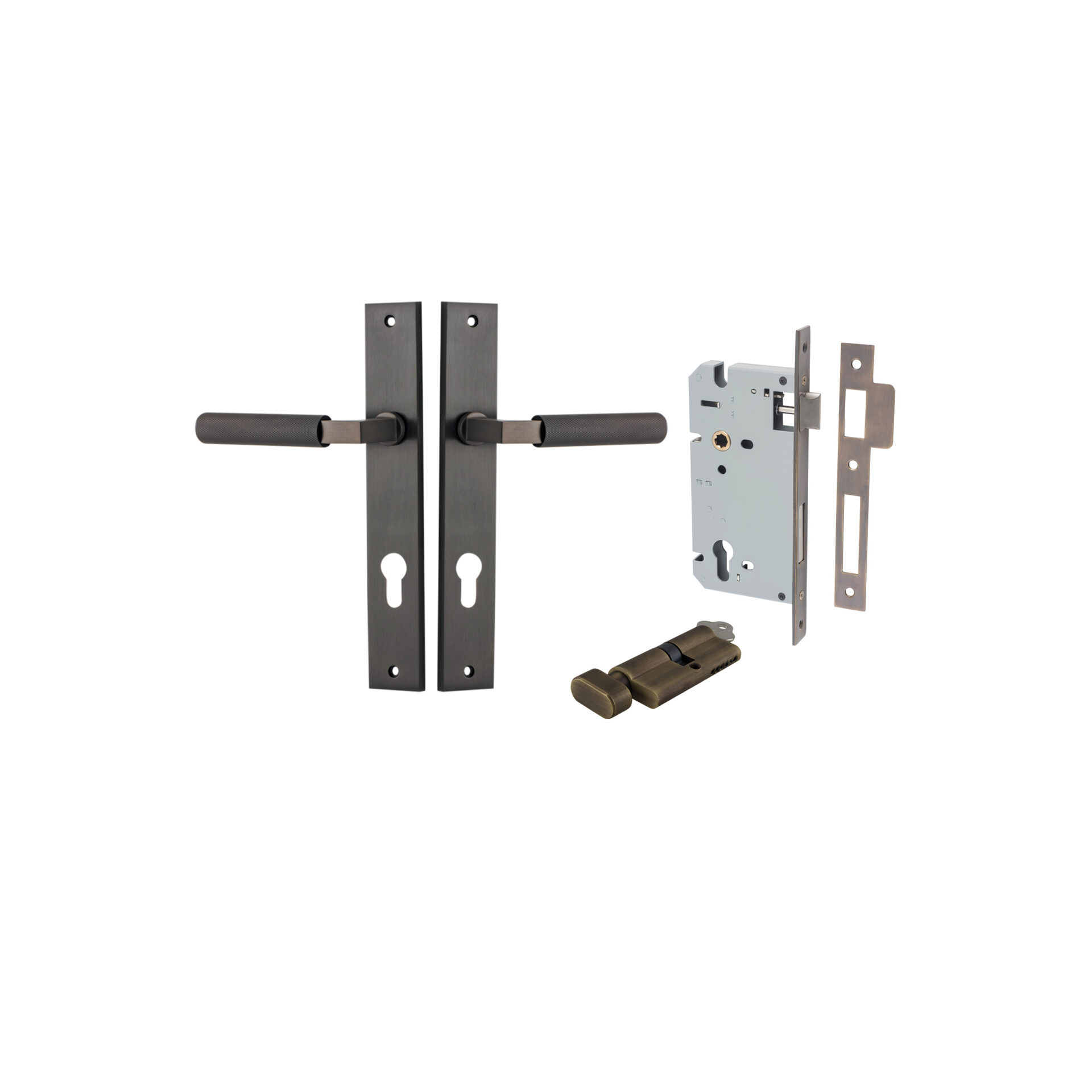 Brunswick Lever - Rectangular Backplate Entrance Kit with High Security Lock