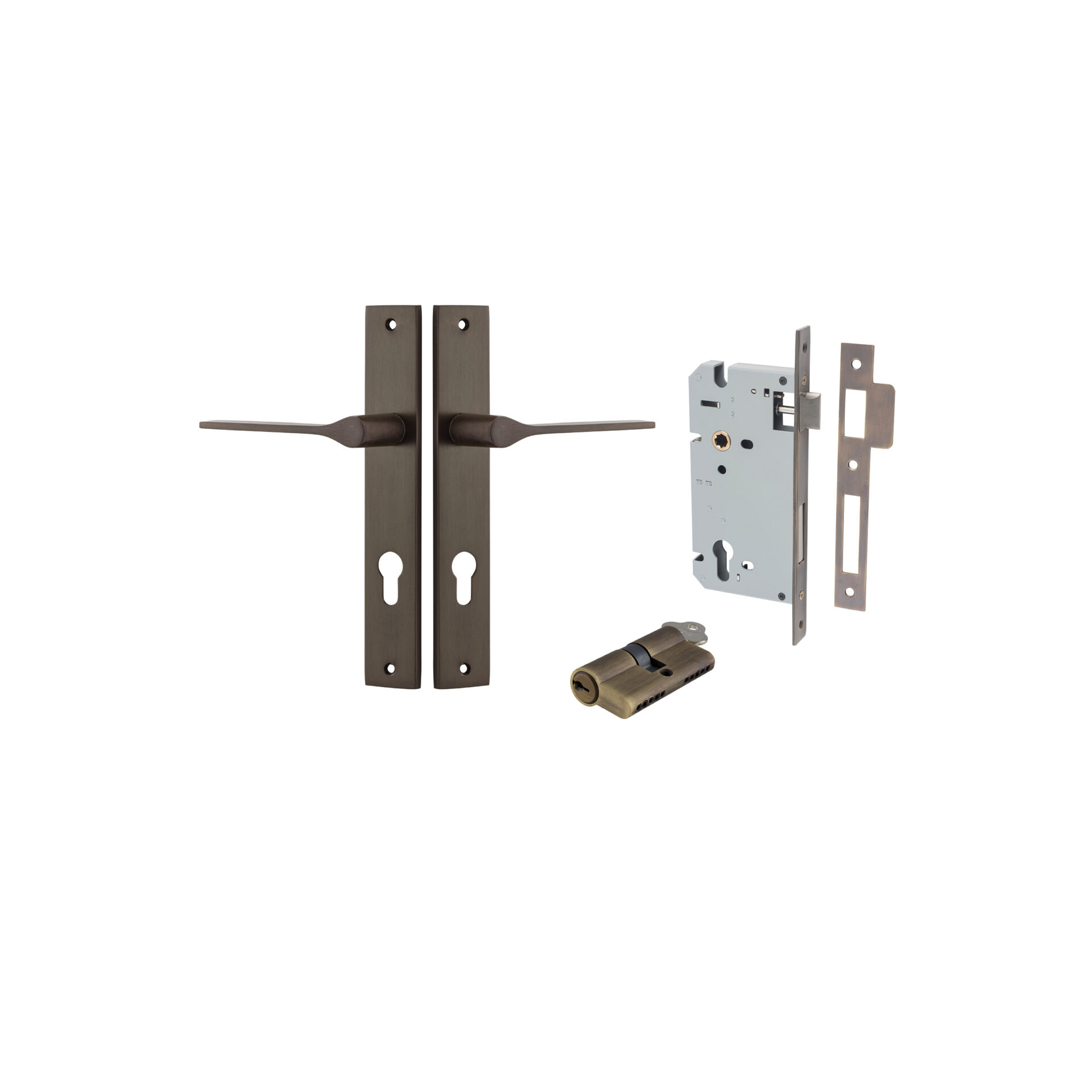 Como Lever - Rectangular Backplate Entrance Kit with High Security Lock