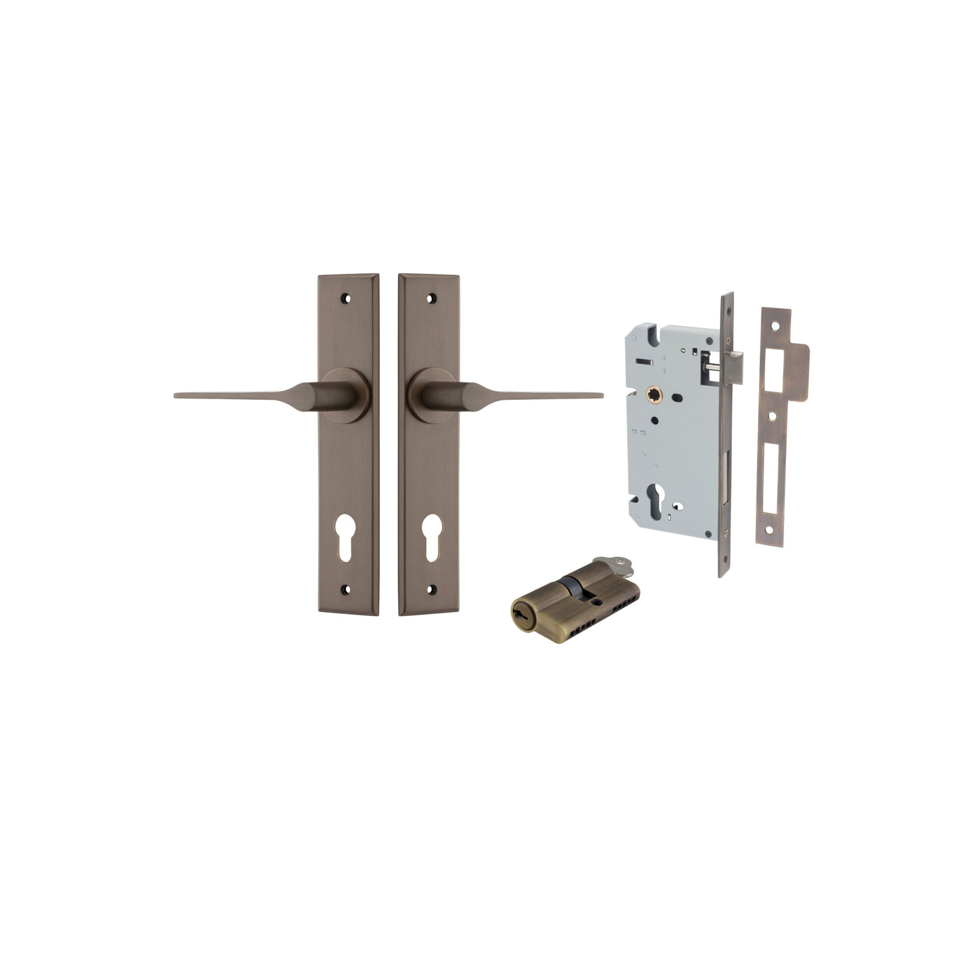 Como Lever - Chamfered Backplate Entrance Kit with High Security Lock