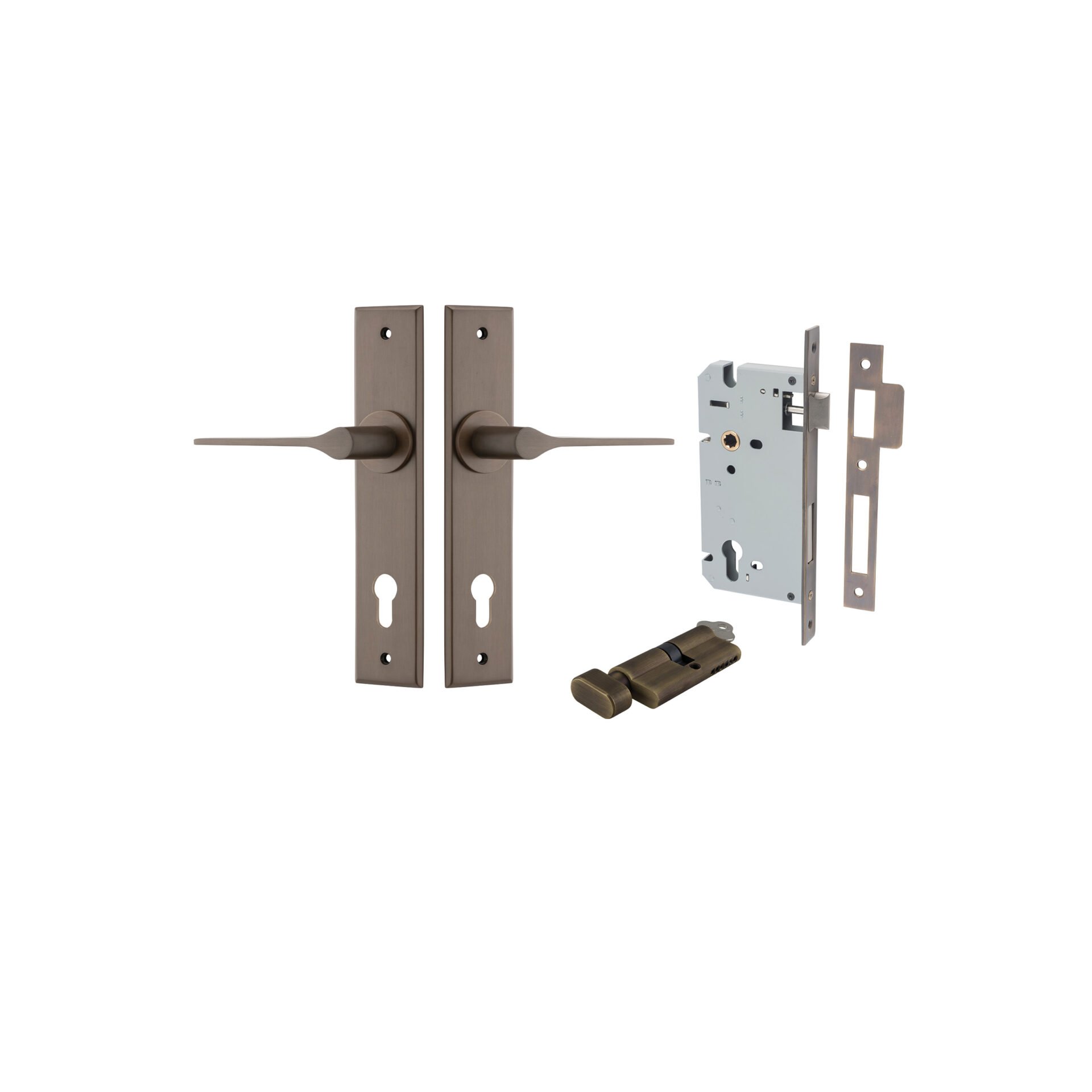 Como Lever - Chamfered Backplate Entrance Kit with High Security Lock