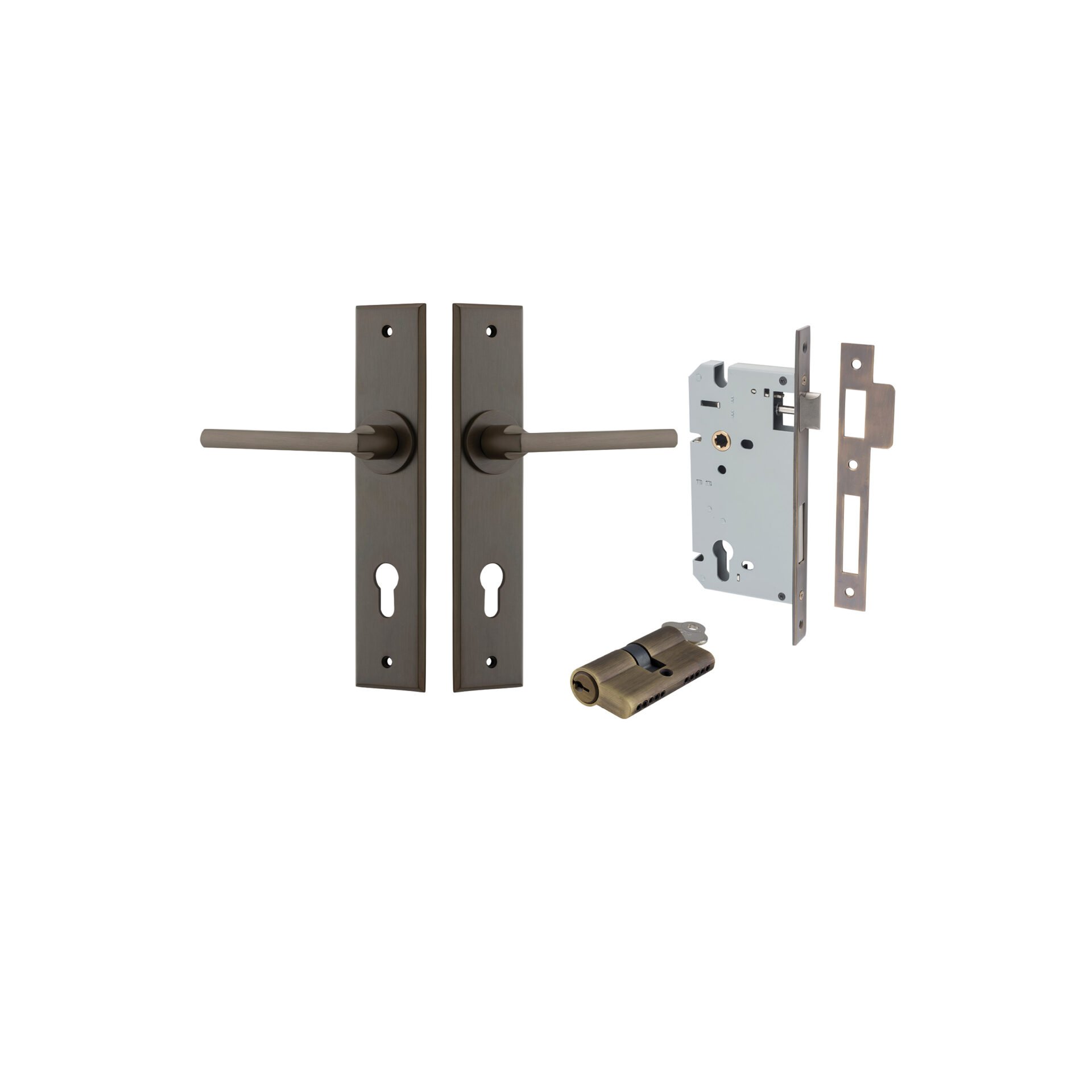 Baltimore Lever - Chamfered Backplate Entrance Kit with High Security Lock