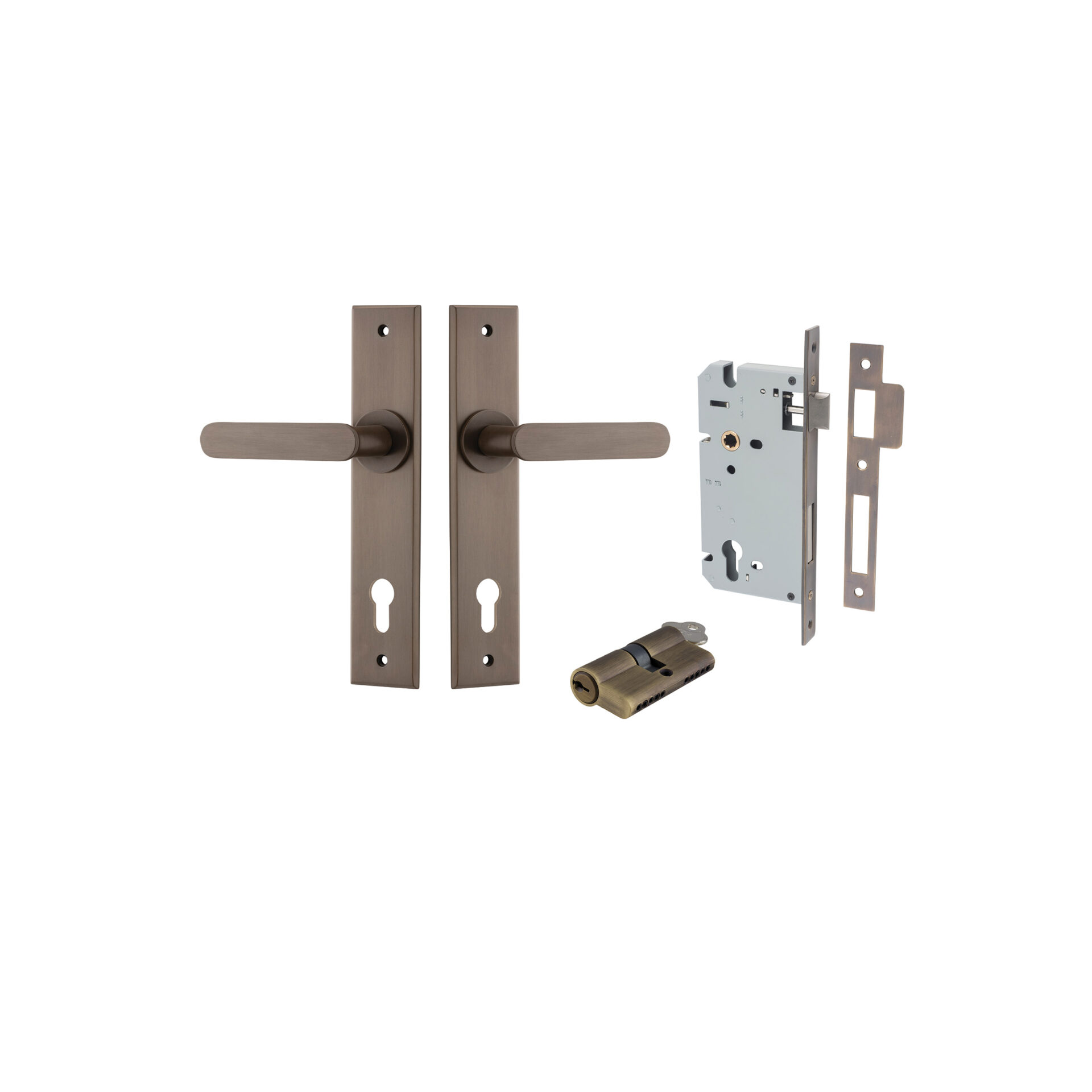 Bronte Lever - Chamfered Backplate Entrance Kit with High Security Lock