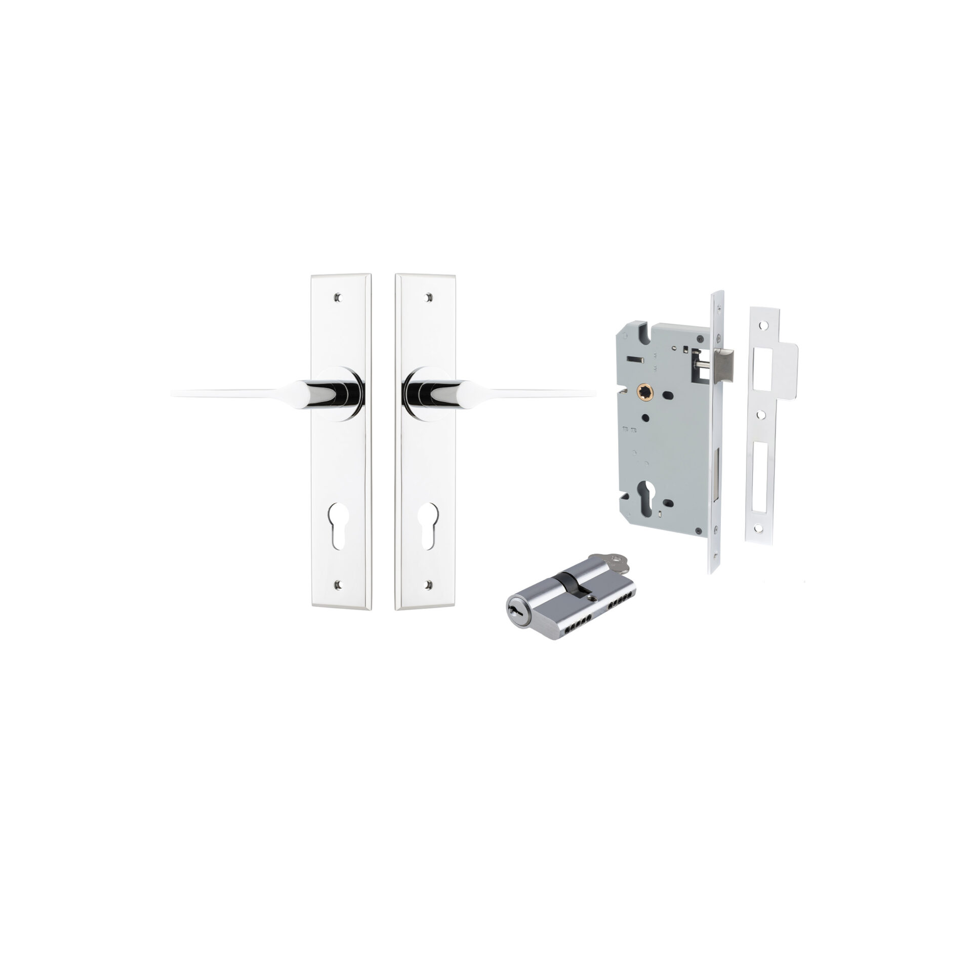 Como Lever - Chamfered Backplate Entrance Kit with High Security Lock