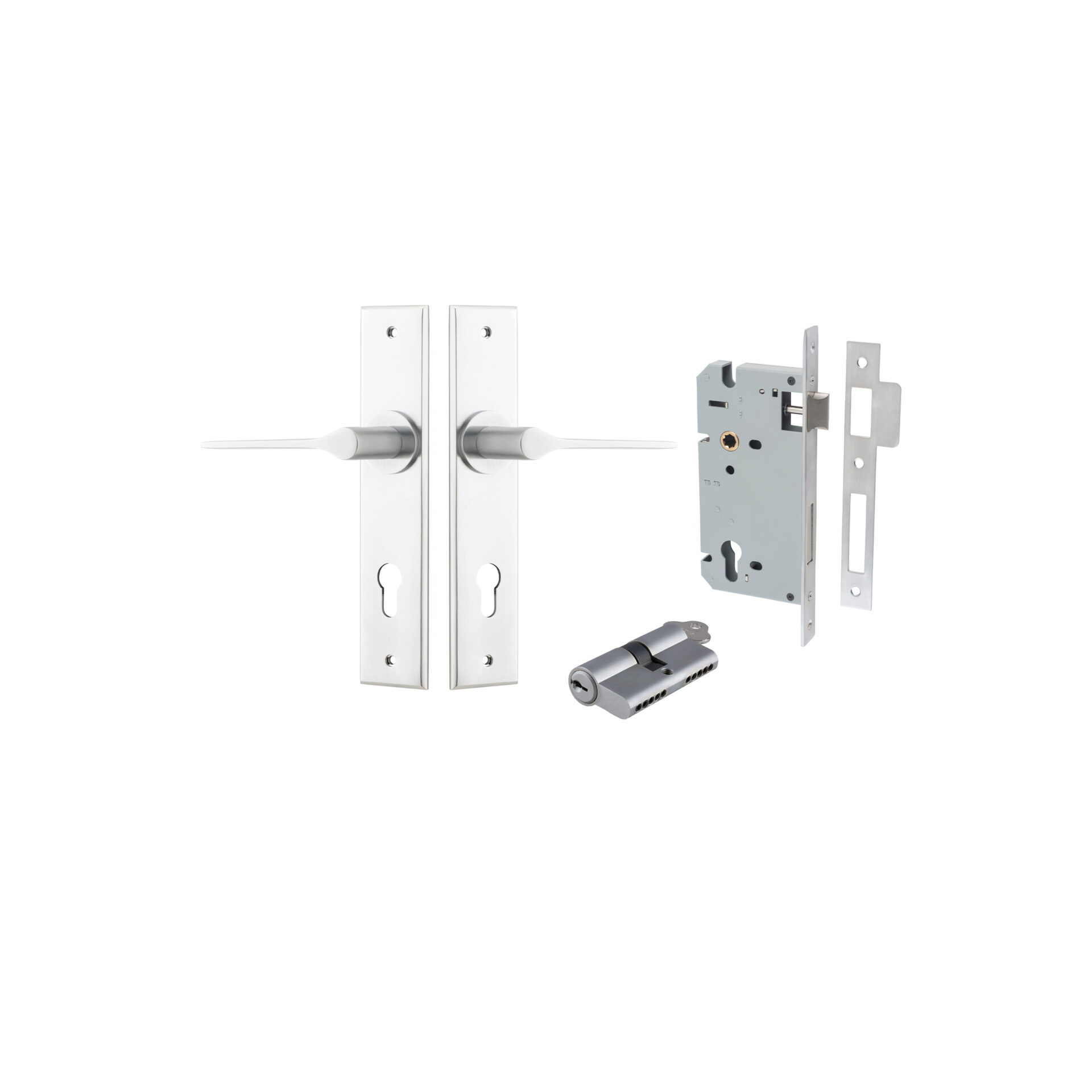 Como Lever - Chamfered Backplate Entrance Kit with High Security Lock