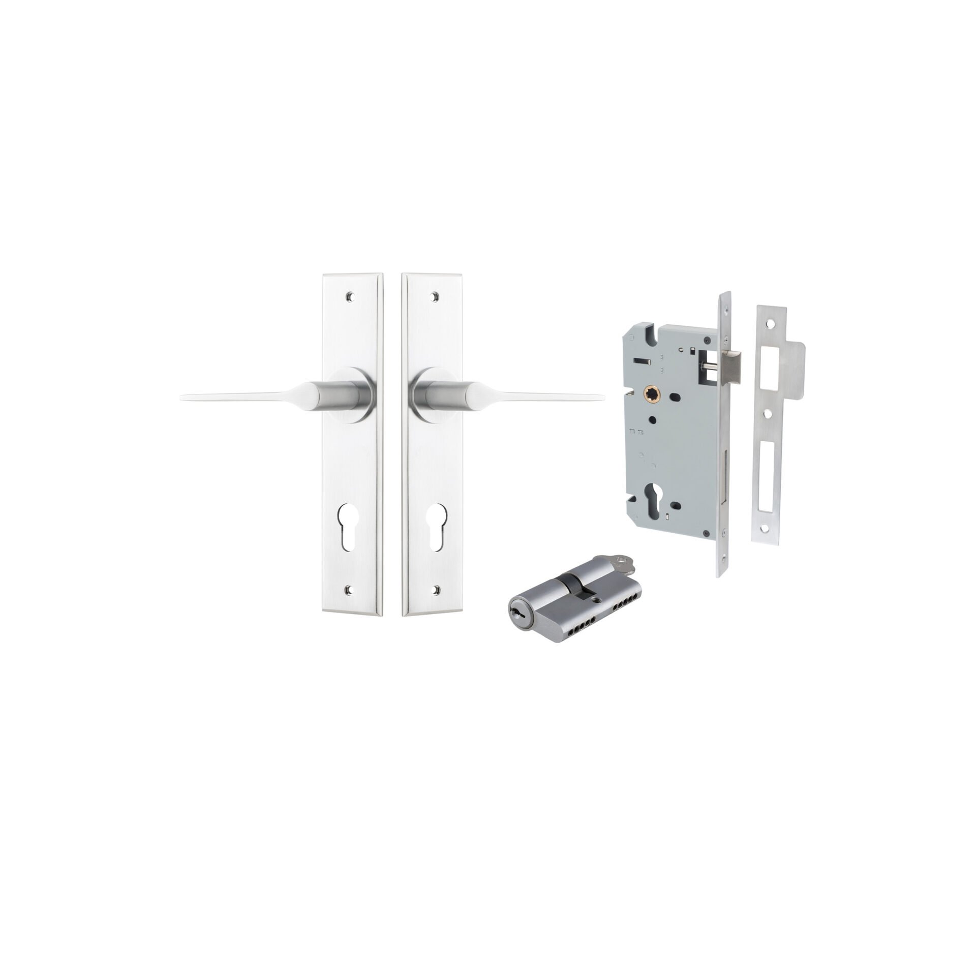 Como Lever - Chamfered Backplate Entrance Kit with High Security Lock