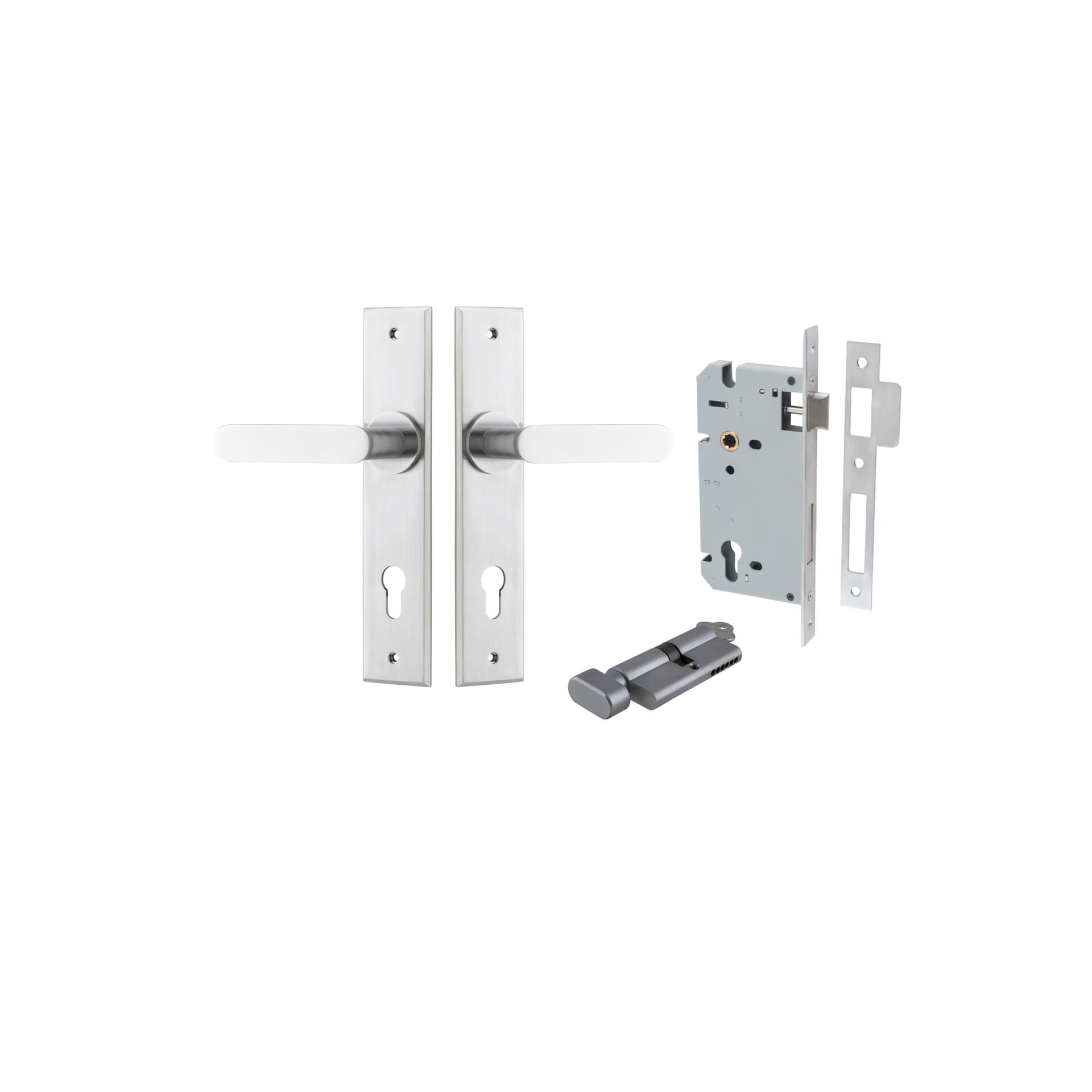 Bronte Lever - Chamfered Backplate Entrance Kit with High Security Lock