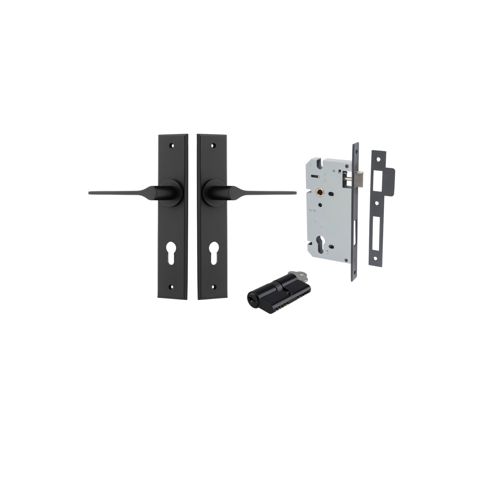 Como Lever - Chamfered Backplate Entrance Kit with High Security Lock