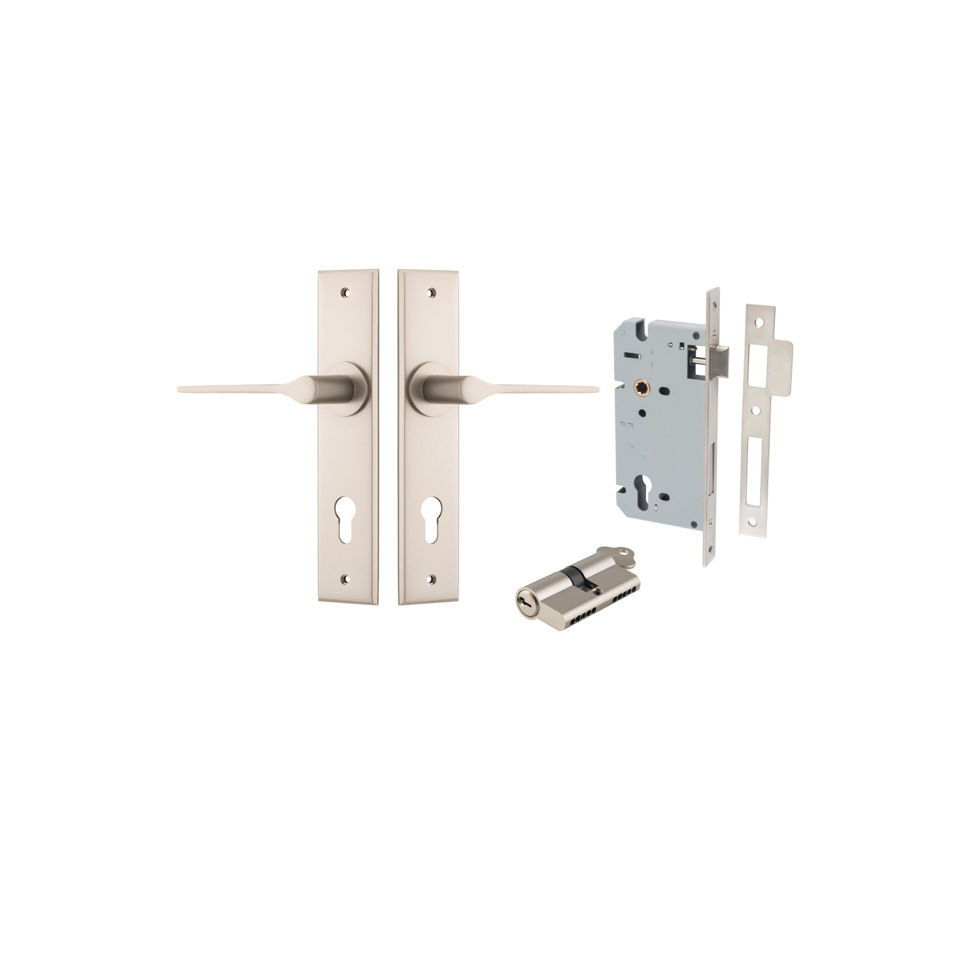 Como Lever - Chamfered Backplate Entrance Kit with High Security Lock