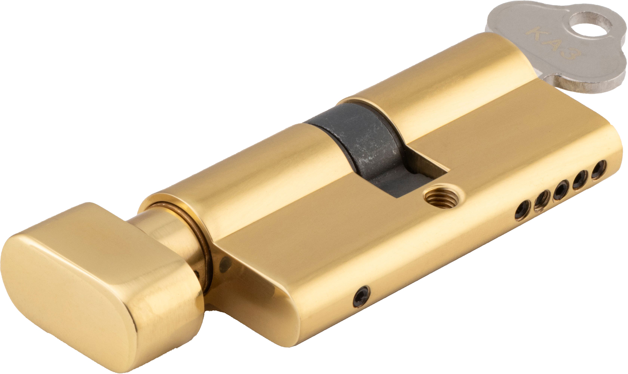 21610 - Euro Cylinder Key/Thumb 5 Pin - Polished Brass - Entrance