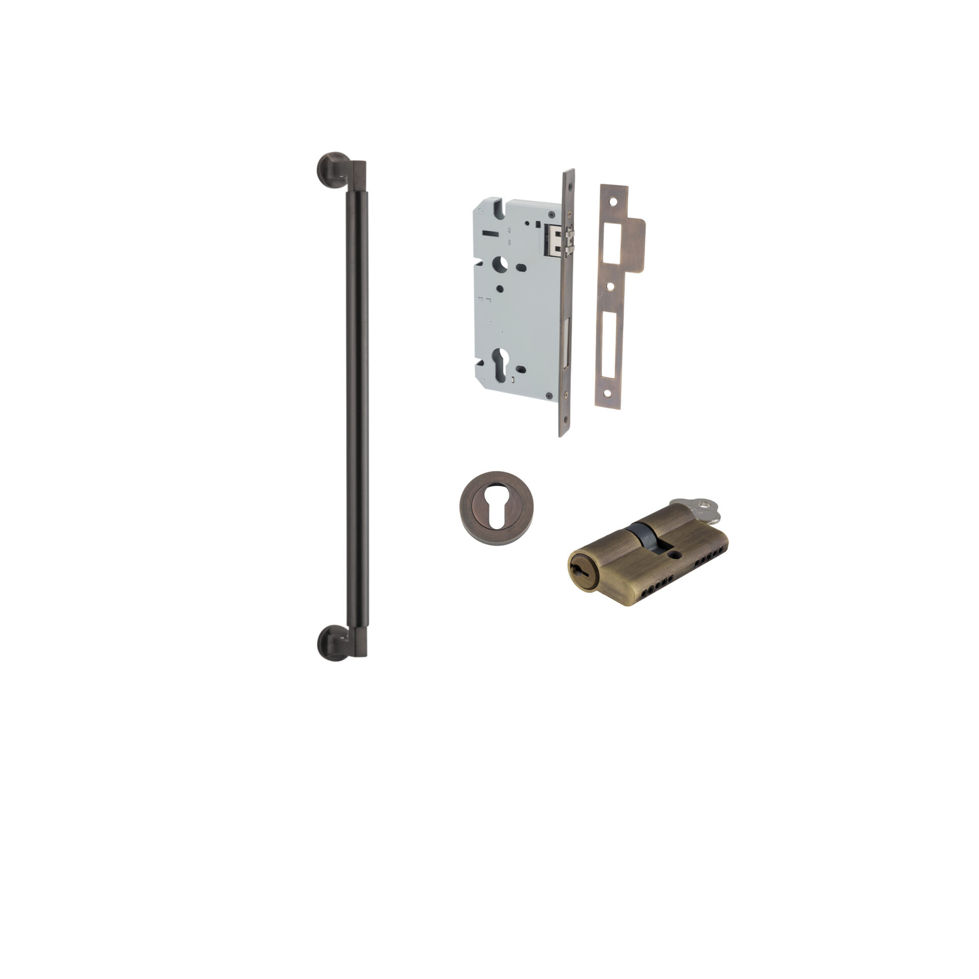 9441KENTR60KK - Berlin Pull Handle - 450mm Entrance Kit with Separate High Security Lock - Signature Brass - Entrance