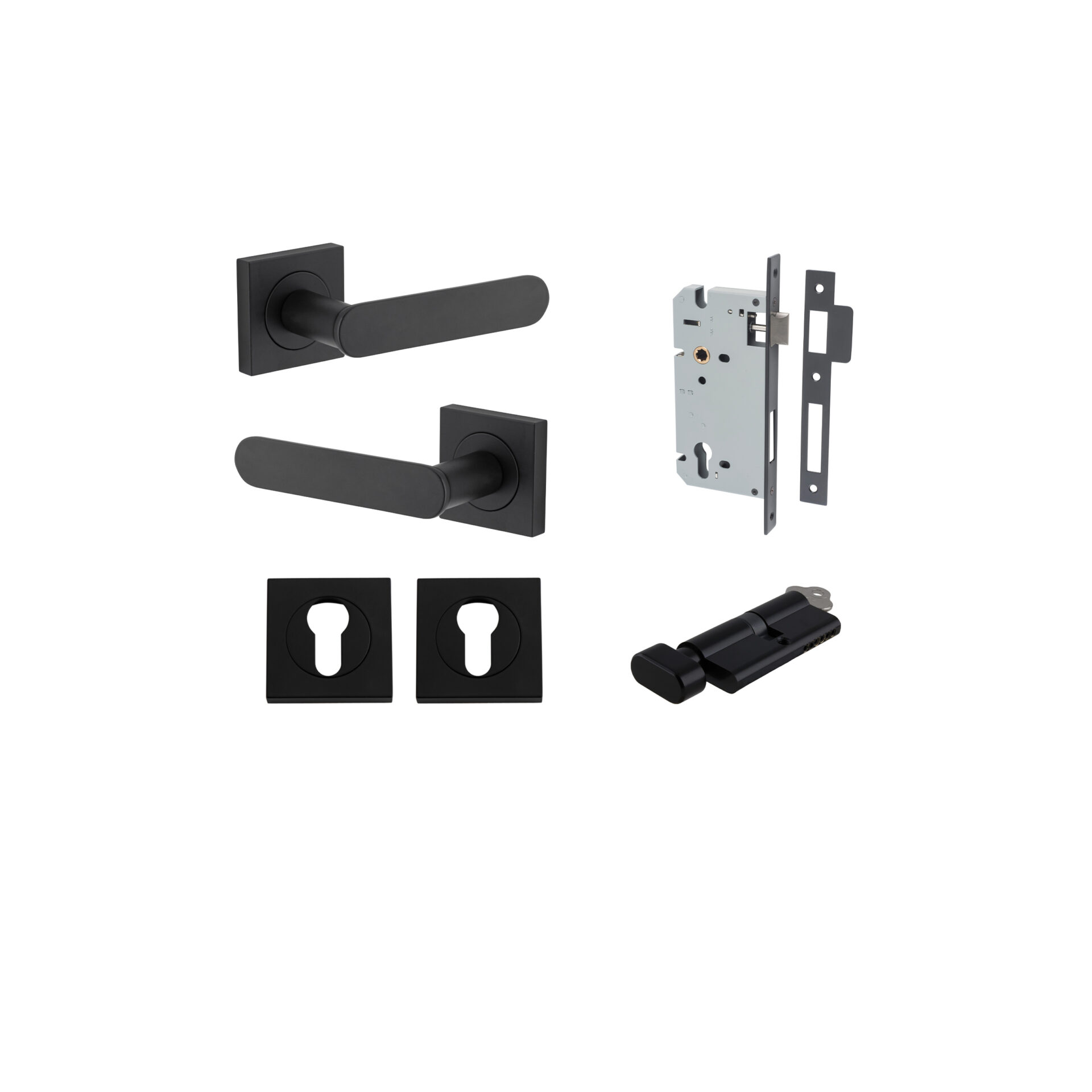 Bronte Lever - Square Rose Entrance Kit with High Security Lock