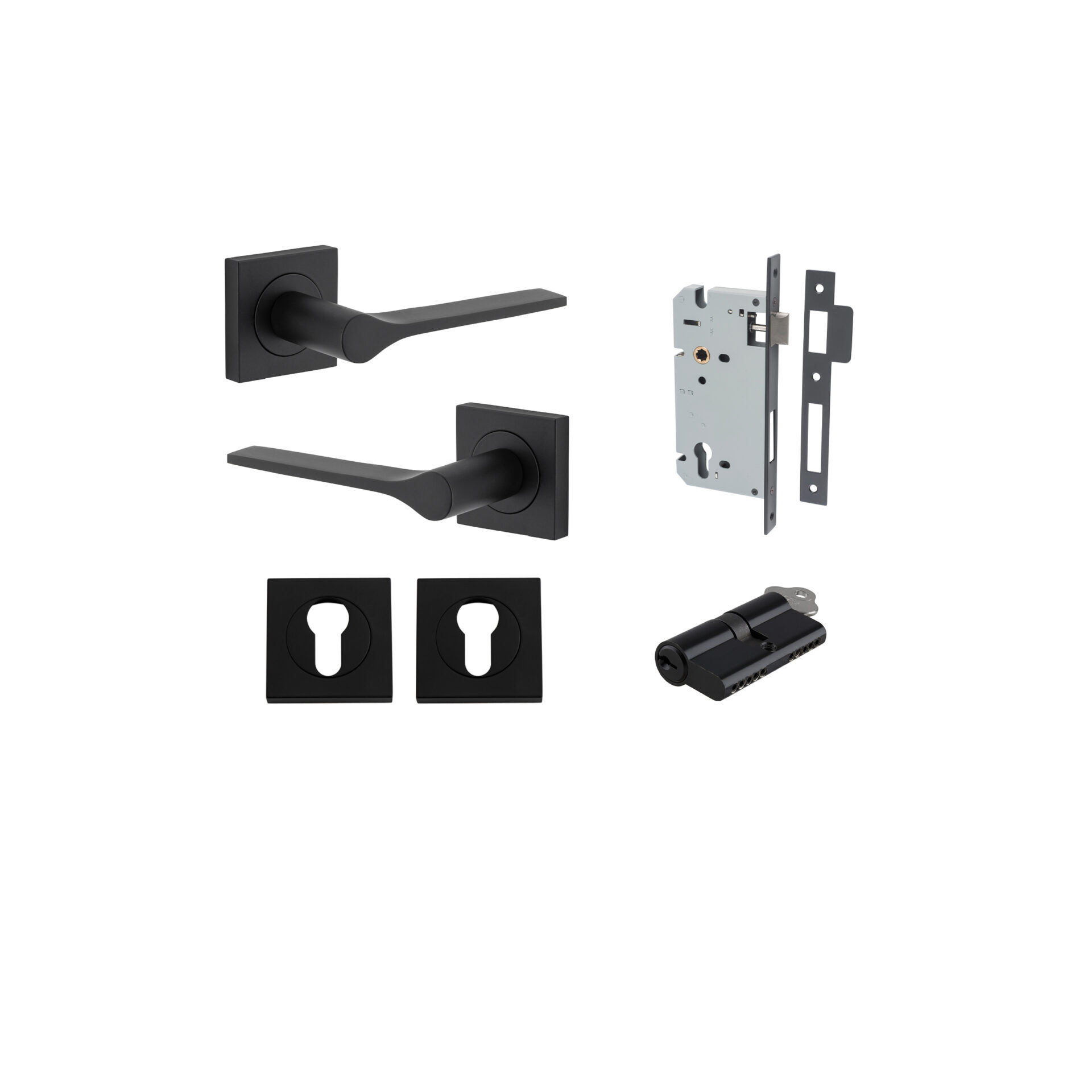 Como Lever - Square Rose Entrance Kit with High Security Lock
